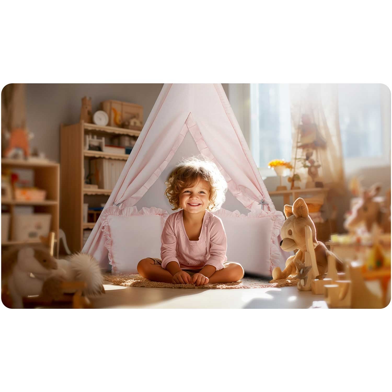 Tipi stovykla vaikams NK-406 Nukido - šviesiai rožinė