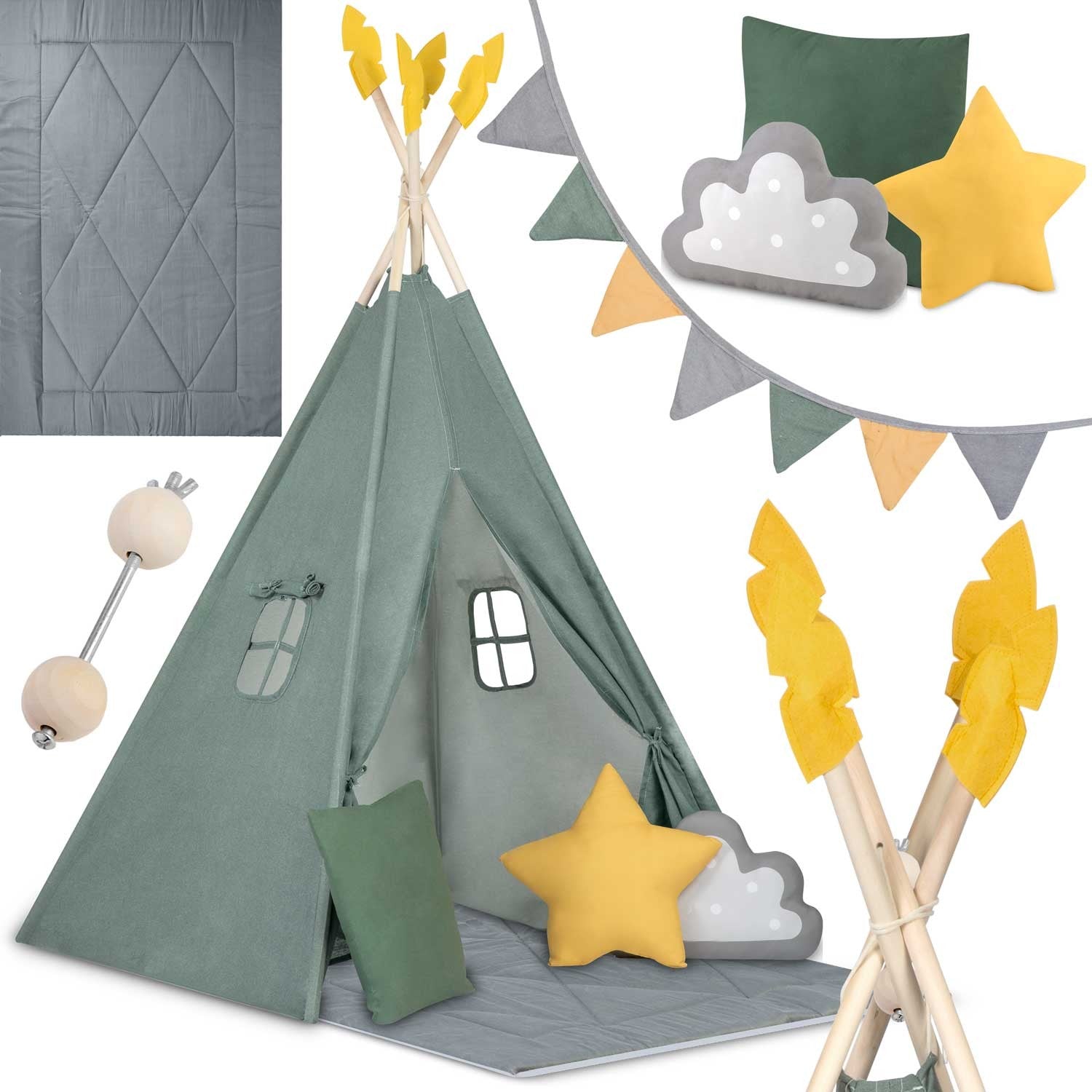 Tipi stovykla vaikams NK-406 Nukido - žalia