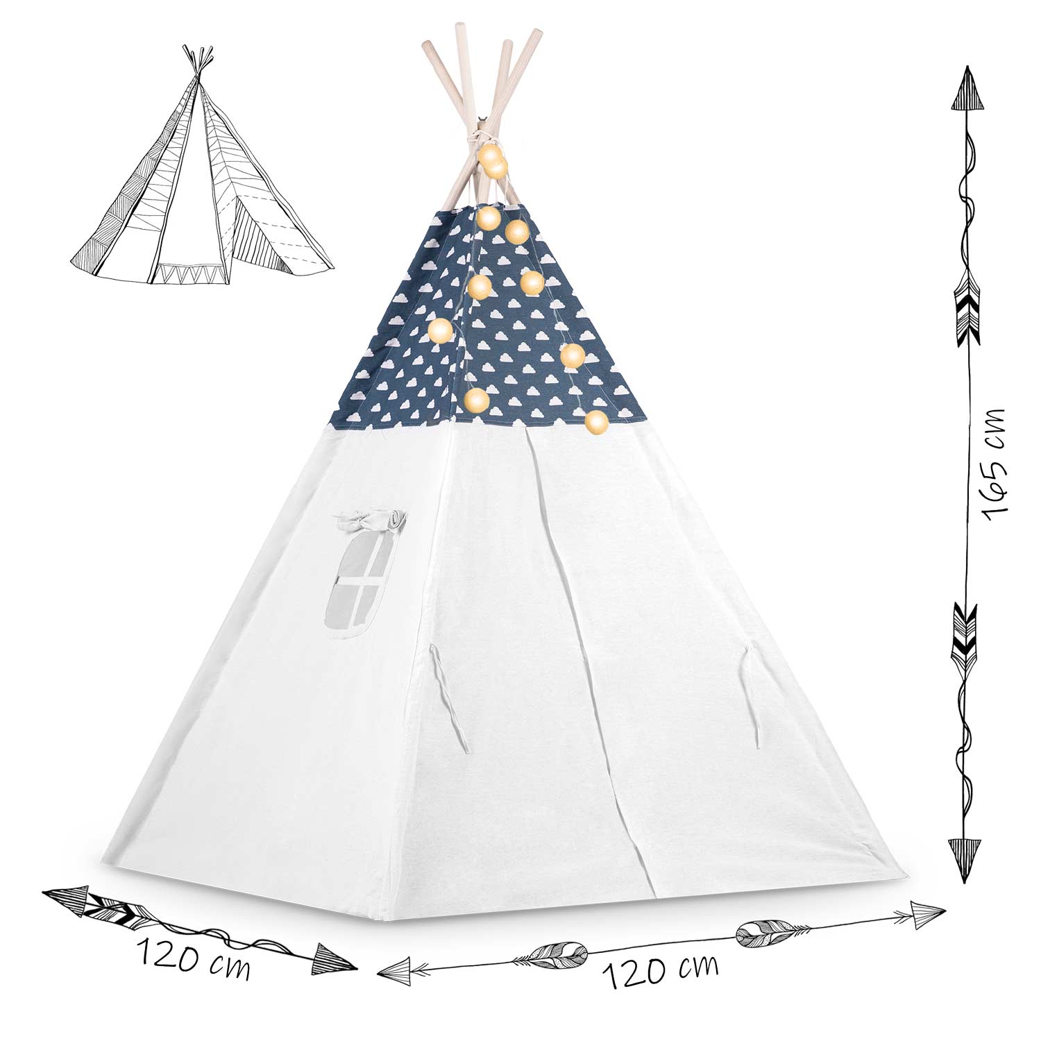 Nukido - granatinis tipis su šviesomis