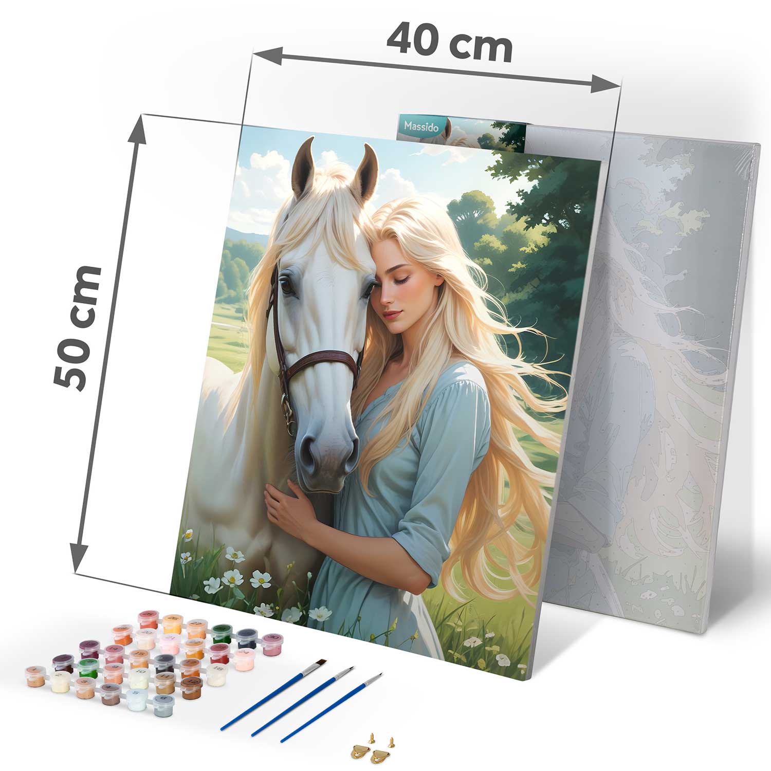 40x50 cm Massido Portretas moters su žirgu