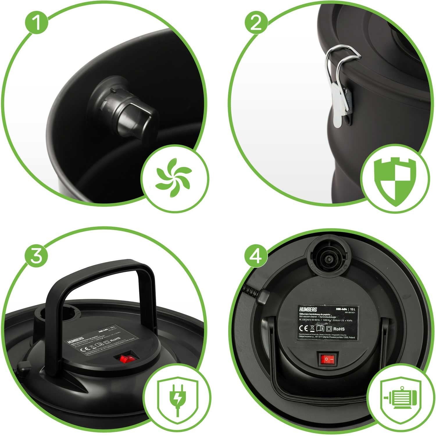 15L 1200W HM-404 degiklio dūmų siurbliai