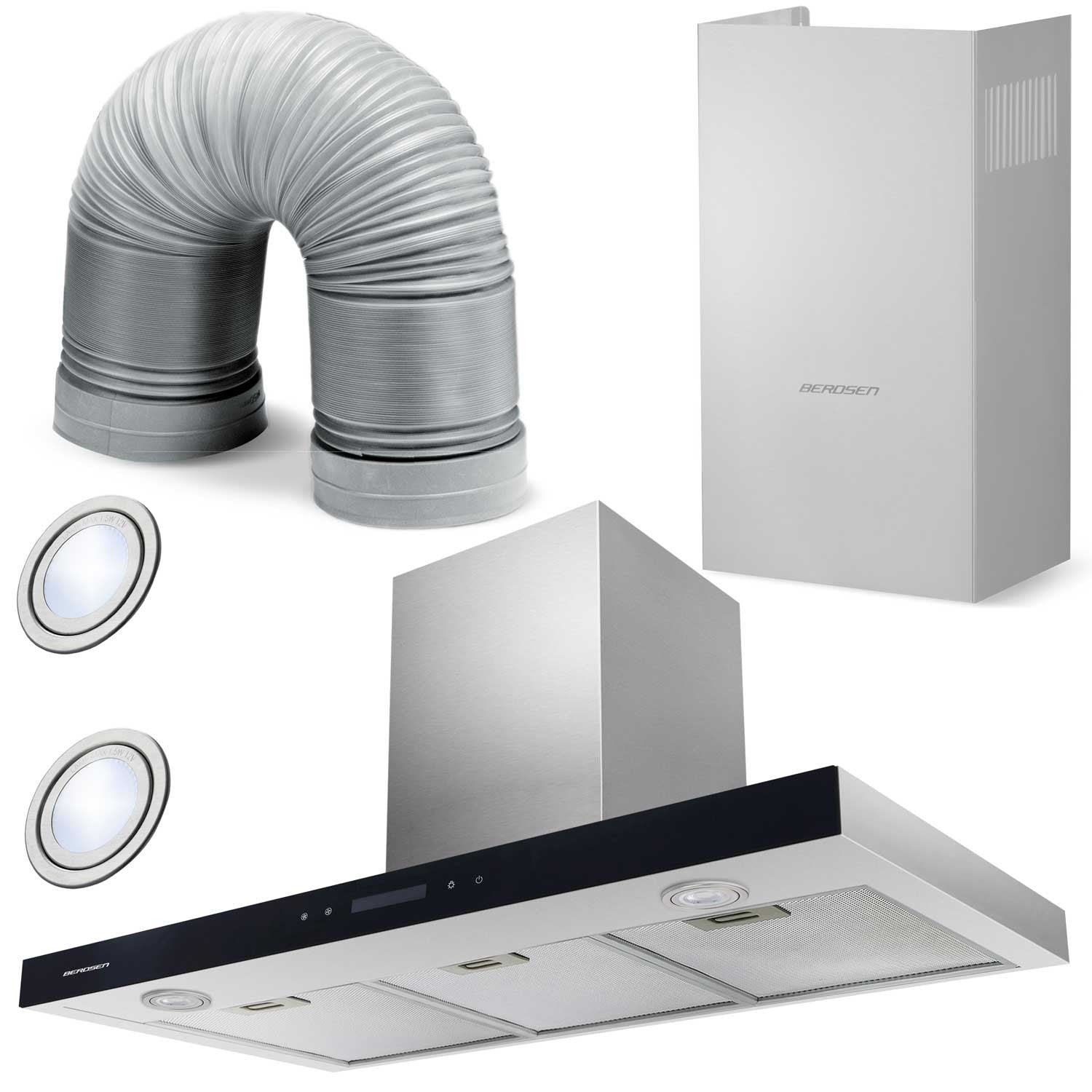 90 cm Inox Berdsen BE-90S virtuvės dangtelis