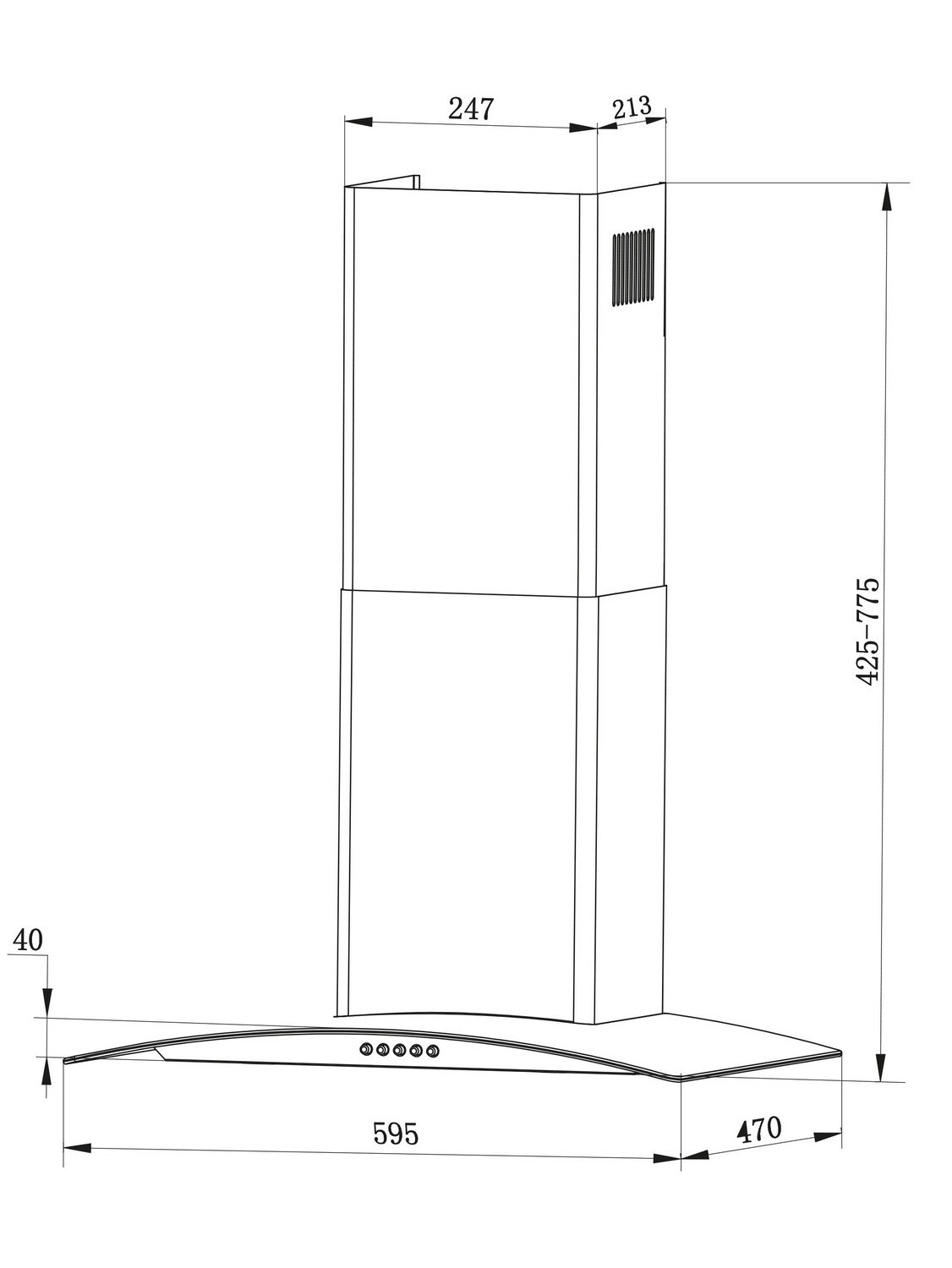 Virtuvės kamino dangtelis 60 cm Berdsen BT-202