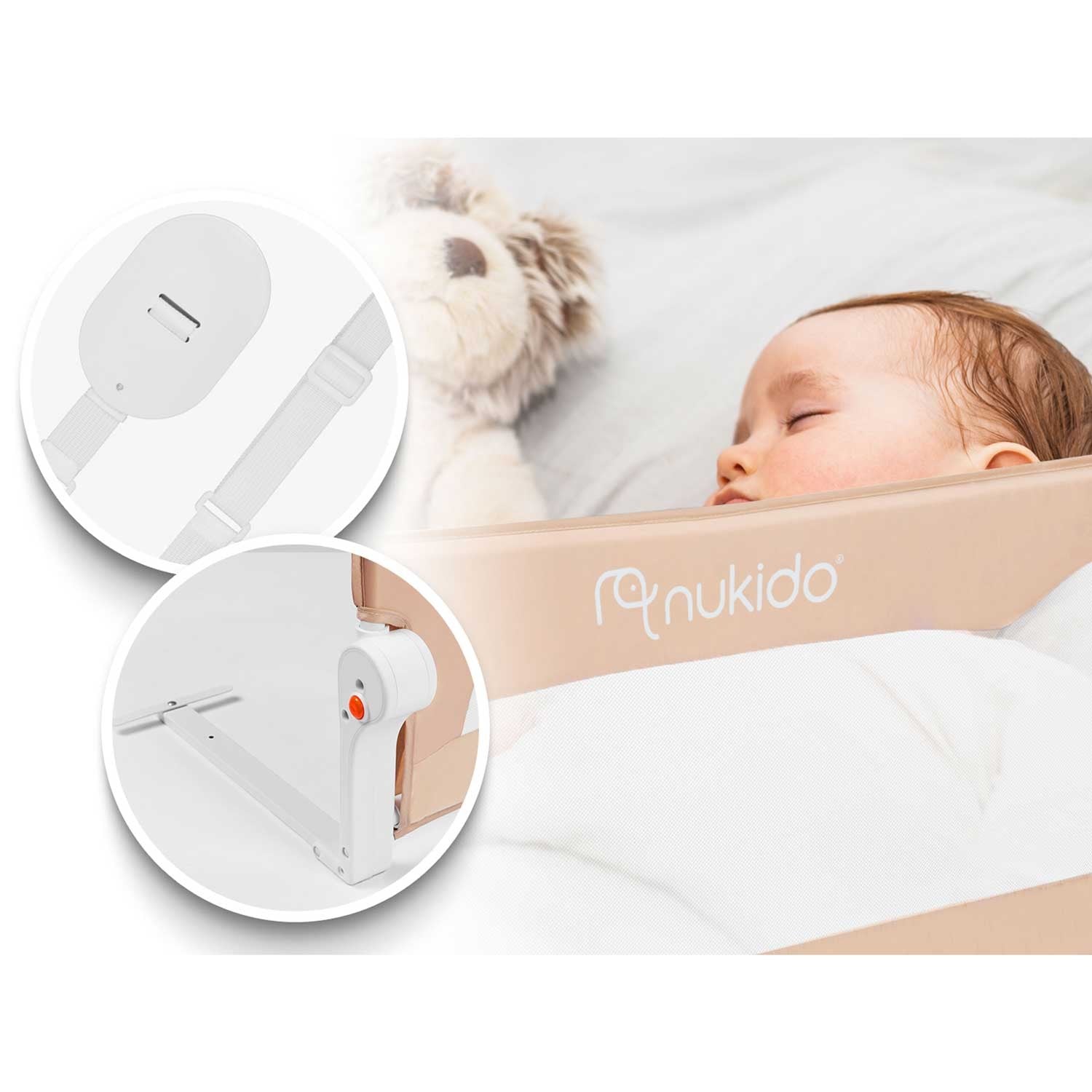 150 x 42 x 35 cm Nukido bežozinė lovos apsauginė danga