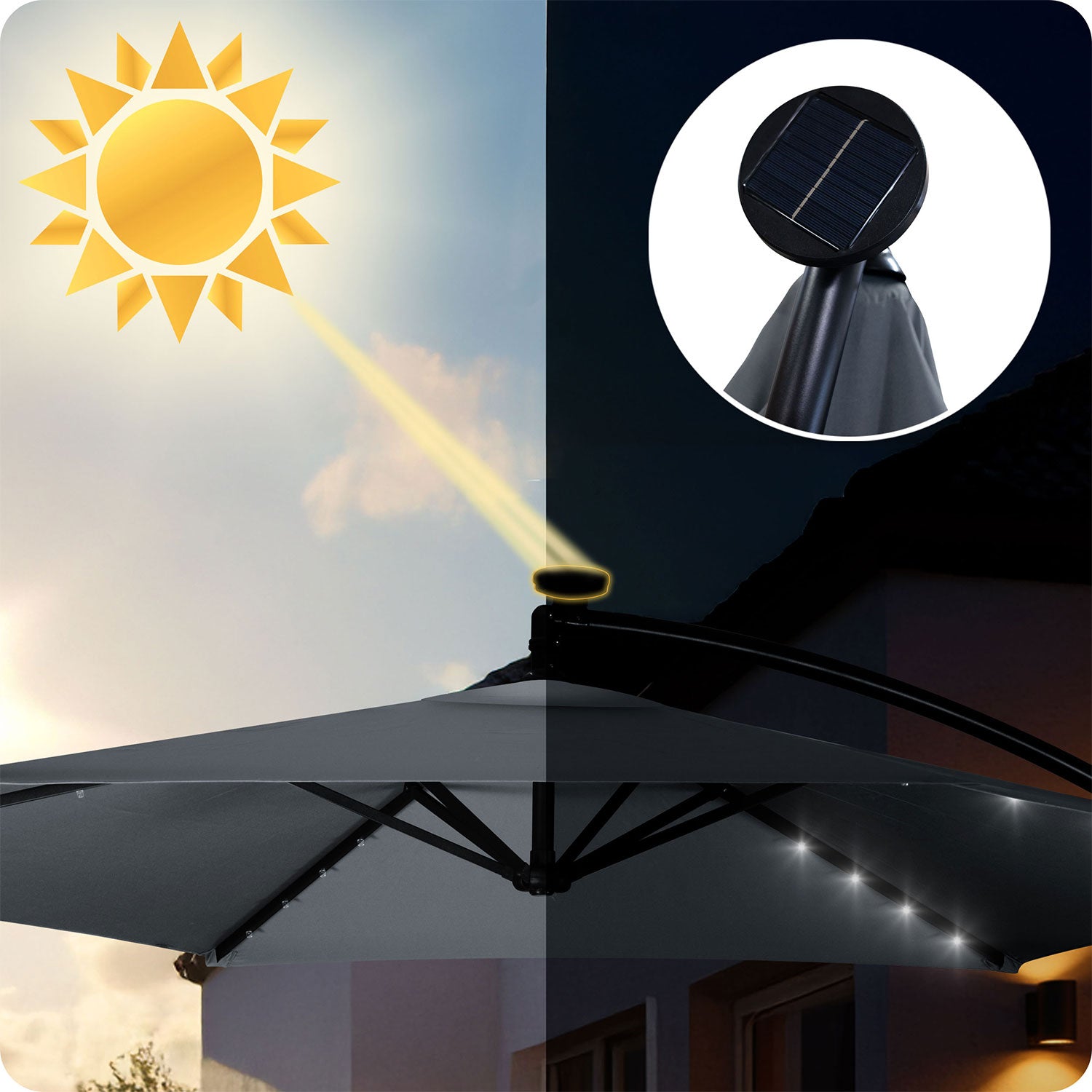 6 segmentų 350 cm apvalkalas su uždanga ir lempuose