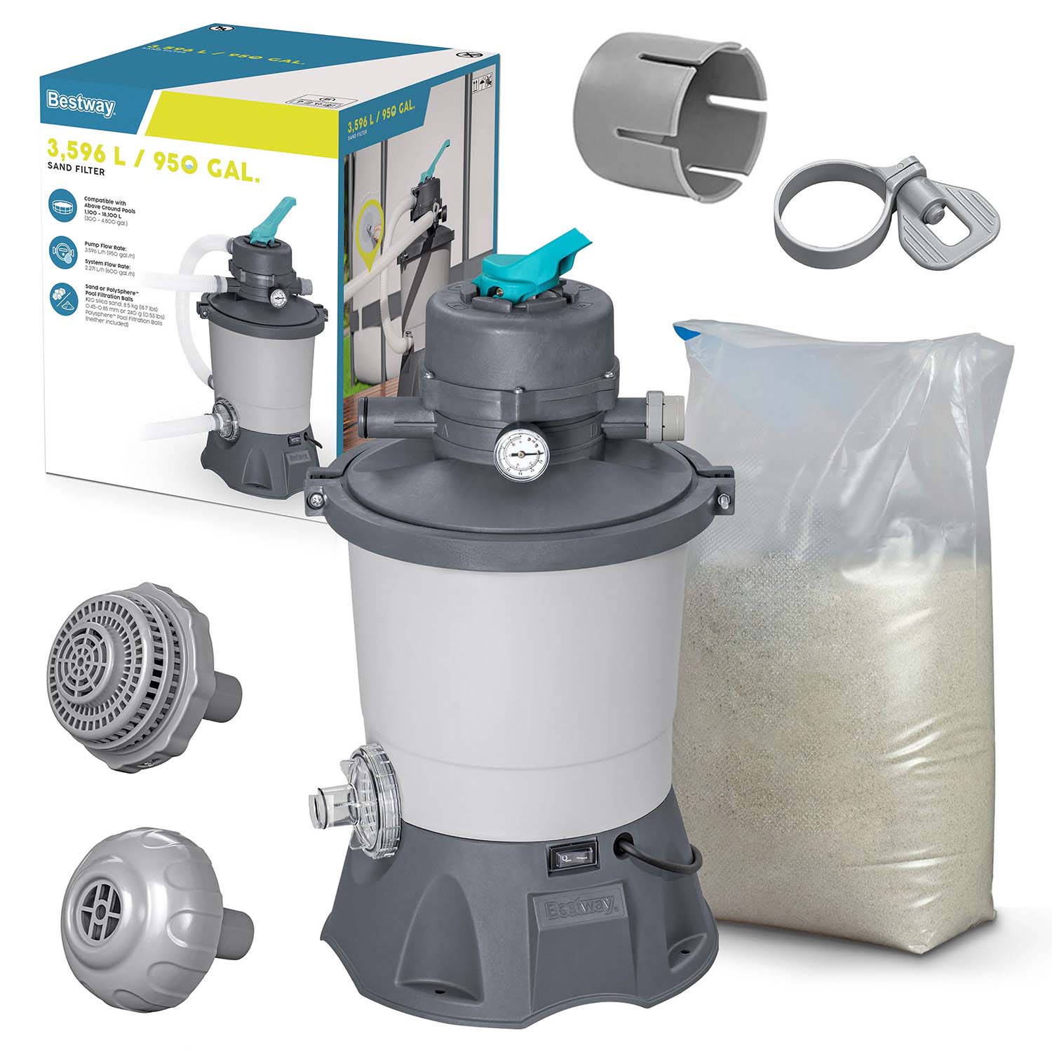 3596 l/h smėlio siurblys + 25 kg Bestway smėlio