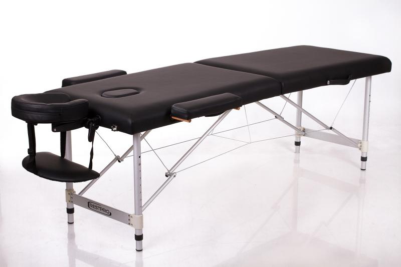 RESTPRO® ALU 2 (M) juodas nešiojamas masažo stalas