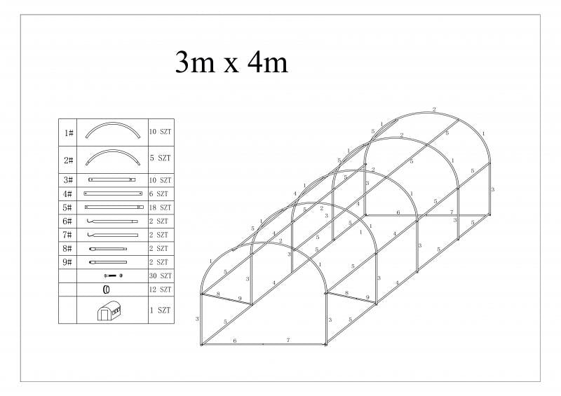 Arch Plastic Film šiltnamis 12m2 (3x4m)