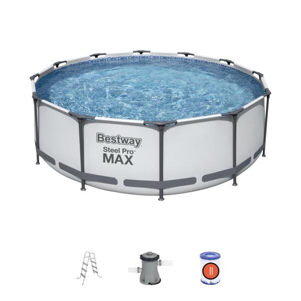 Bestway Steel Pro Max baseino rėmo komplektas, 366x100 cm, su filtro siurbliu ir priedomis (56418)