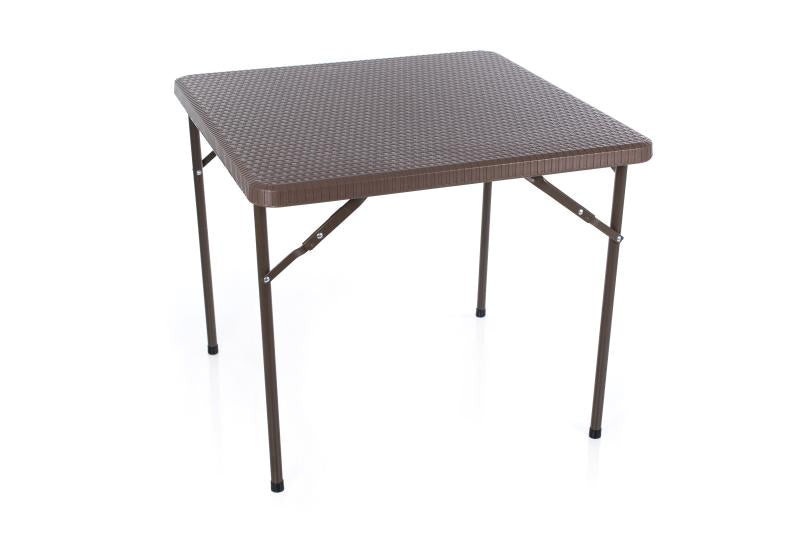 Kvadratinis plastikinis sulankstomasis stalas su ratano konstrukcija 86x86x74 cm