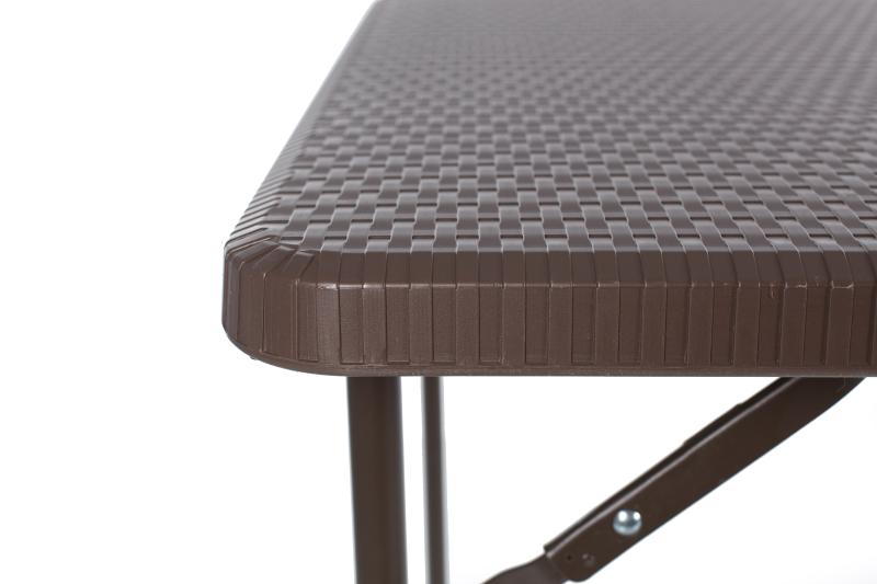 Kvadratinis plastikinis sulankstomasis stalas su ratano konstrukcija 86x86x74 cm
