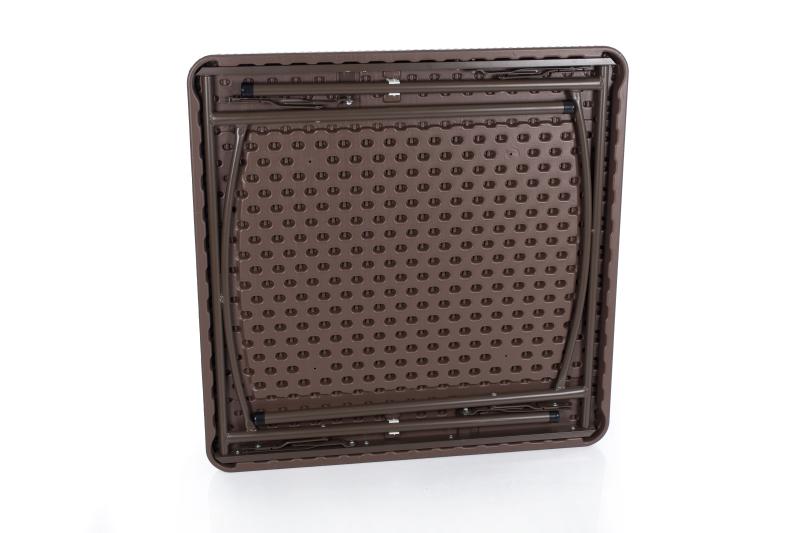 Kvadratinis plastikinis sulankstomasis stalas su ratano konstrukcija 86x86x74 cm