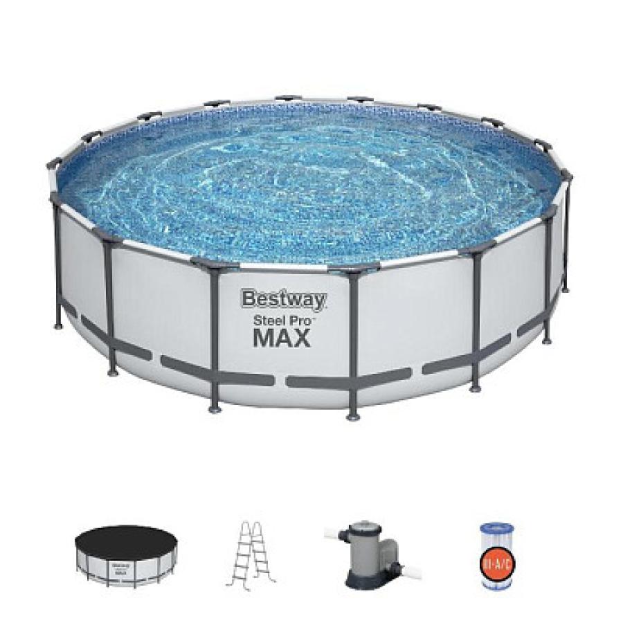 "Bestway Steel Pro Max" baseino rėmas, 488x122 cm, su filtro siurbliu ir priedomis (5612Z)