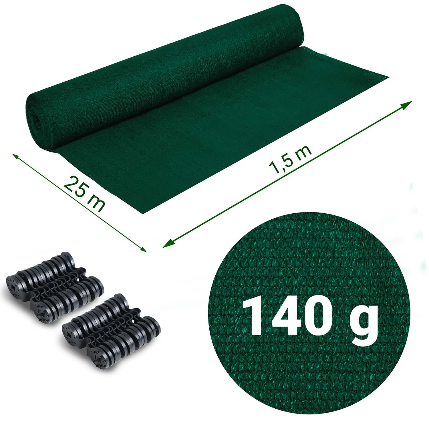 1,5x25 m 140 g/m2 + 50 žaliųjų užtaisų