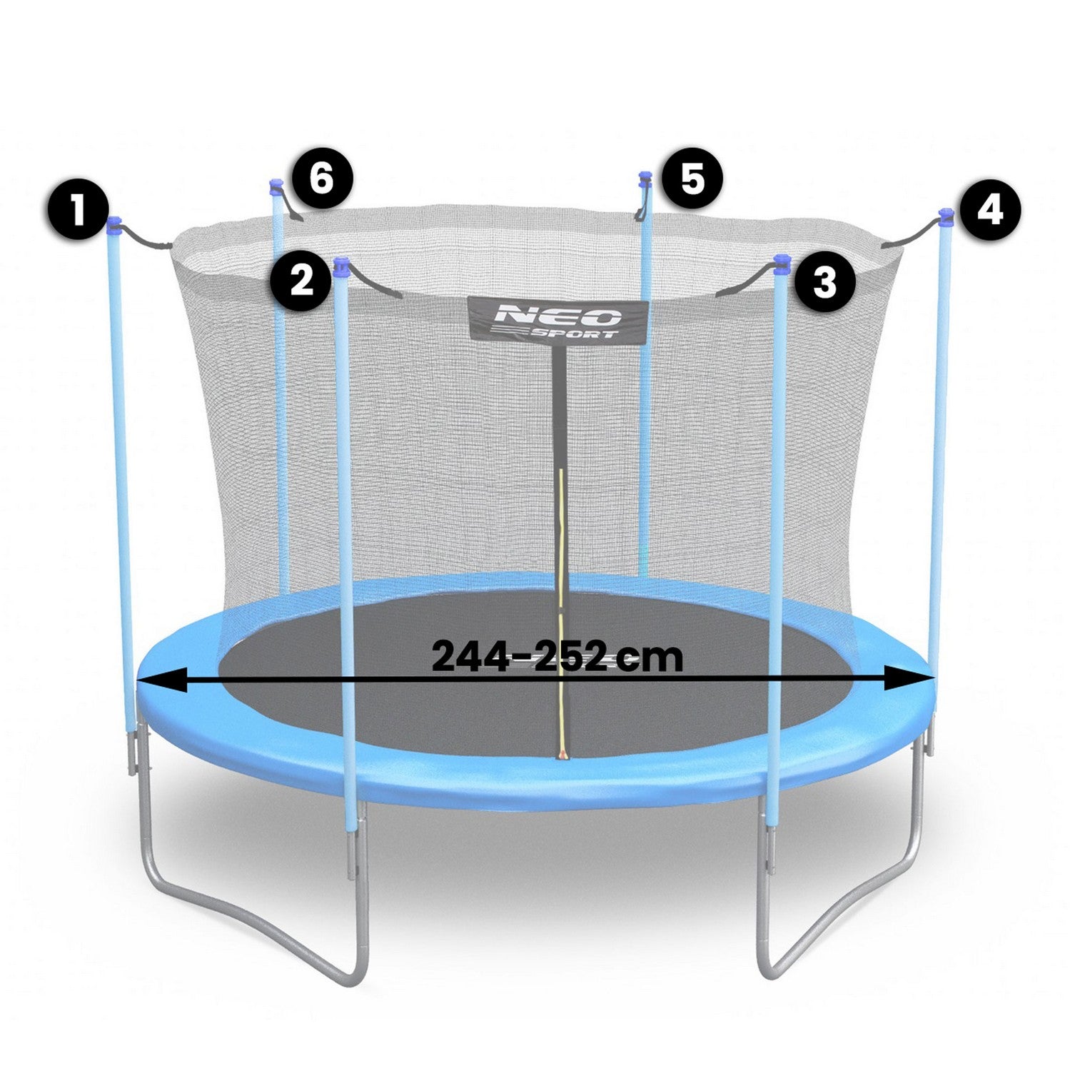 252 cm 8 ft Neo-Sport trampolino vidinė tinklelė
