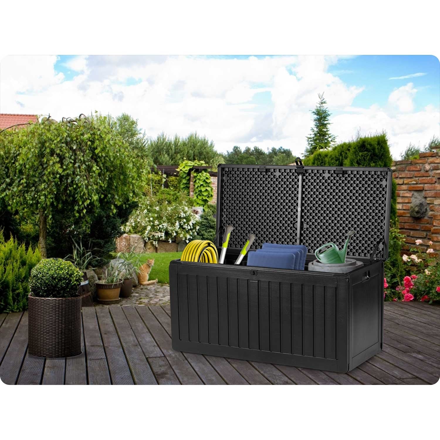Sodo dėžutė 109 x 51 x 55 cm 270 litrų juoda