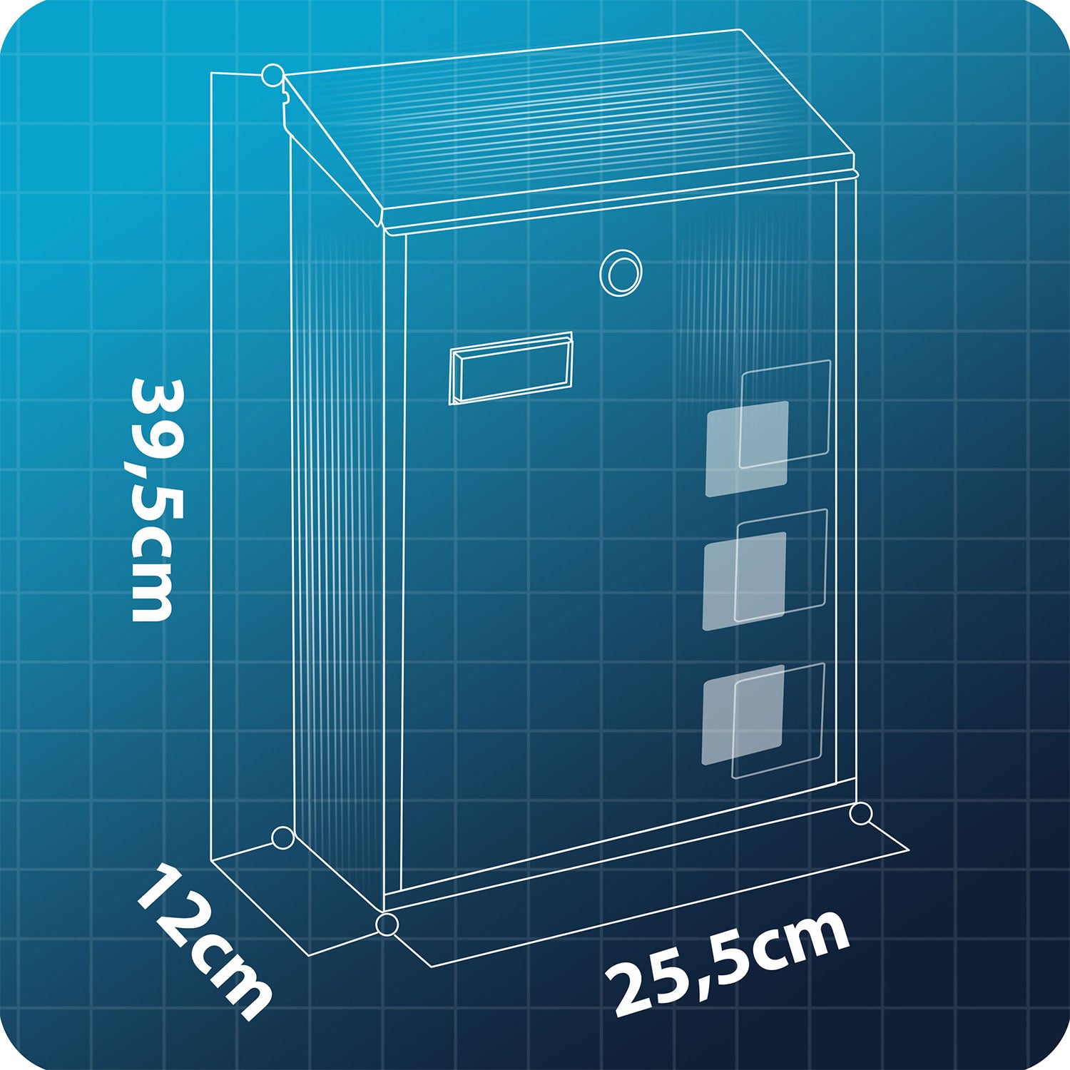 39x25,5x12 cm juoda HM-864 laiškų dėžutė