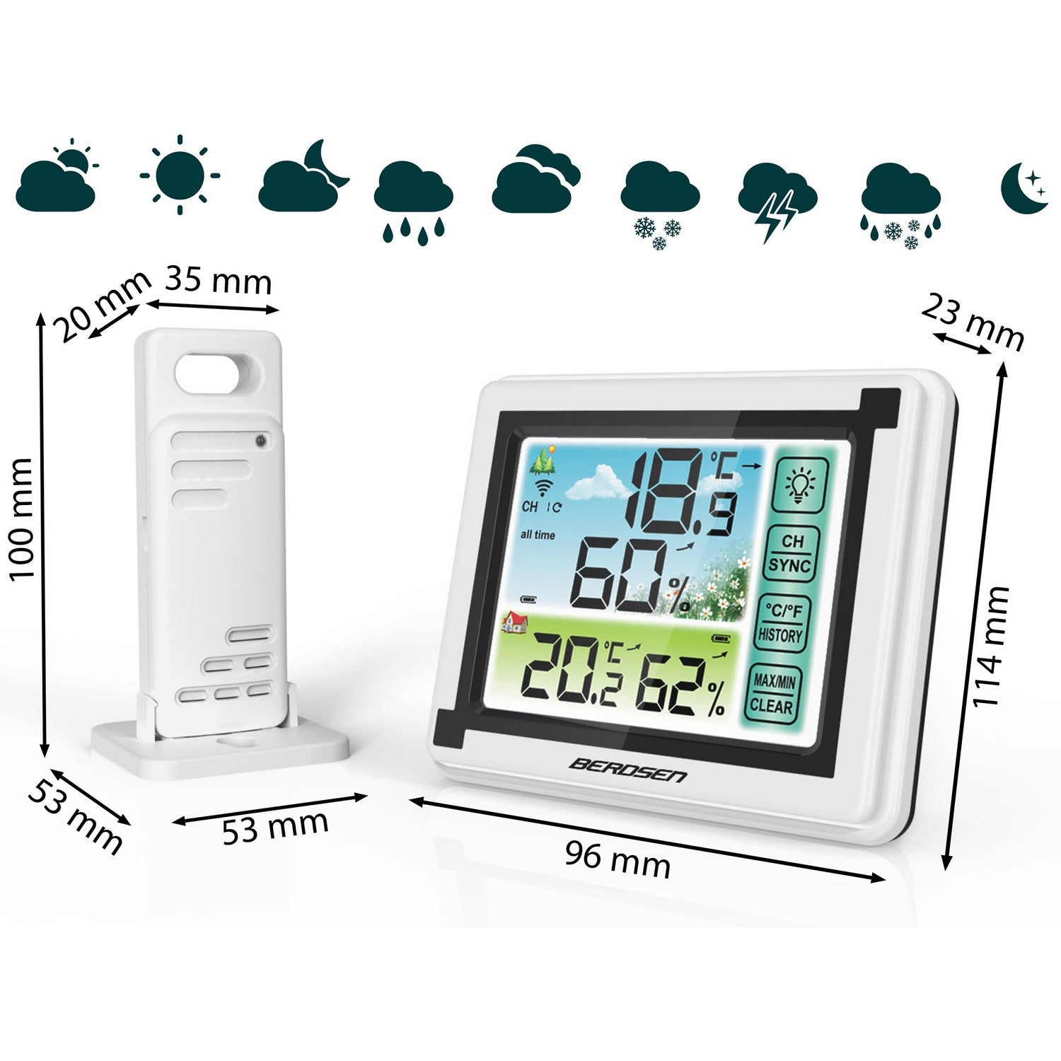 BD-900 baltojo ekrano meteorologijos stotis