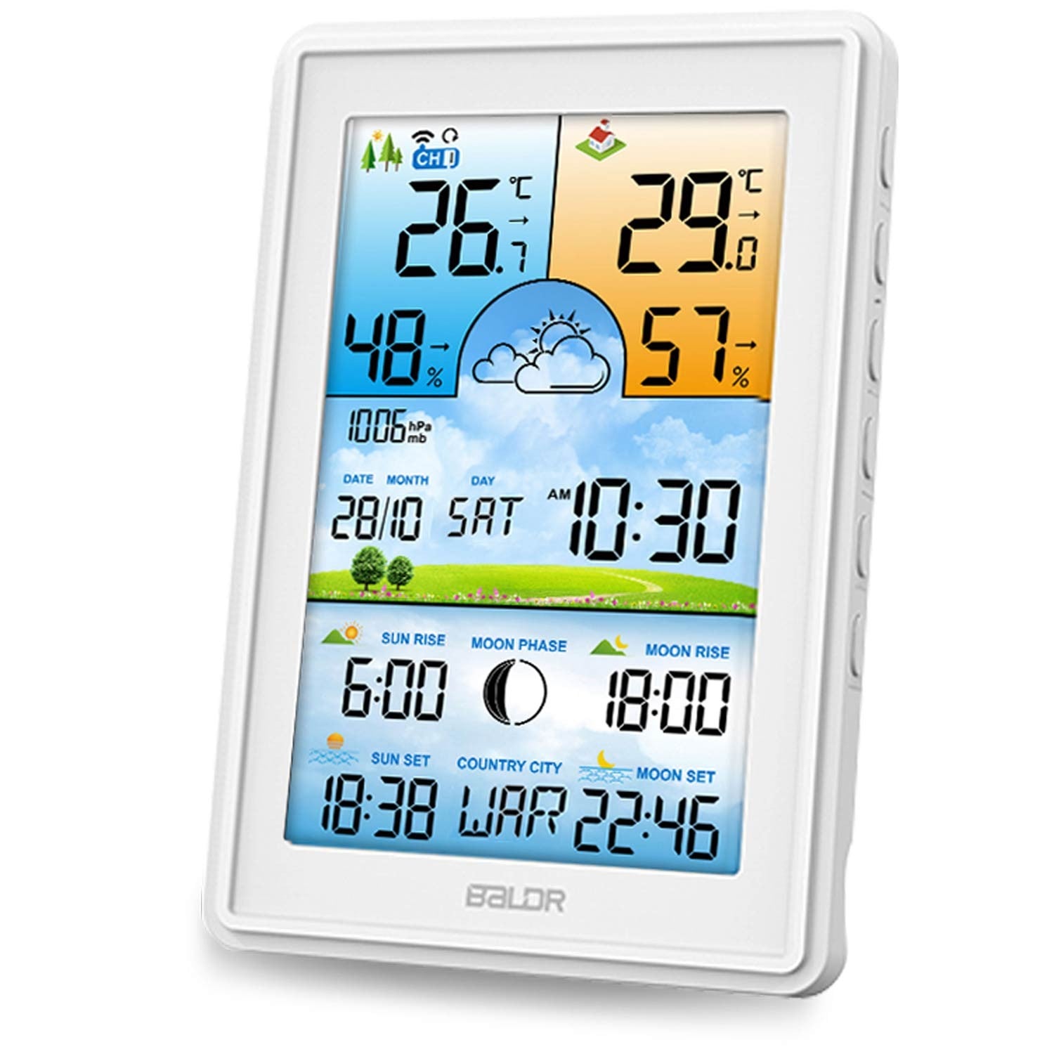 Meteorologinė stotis Berdsen BD-906 su balta ekrano versija