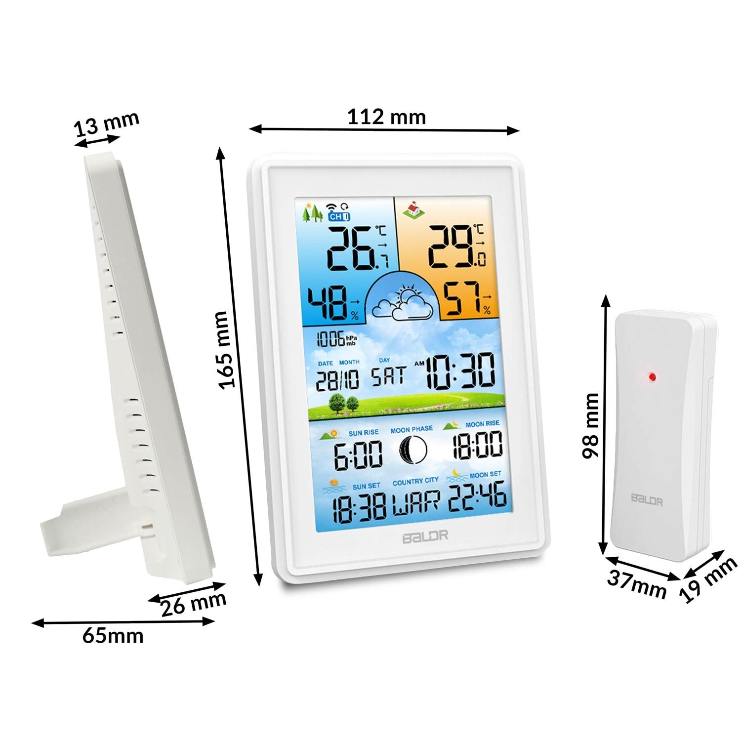 Meteorologinė stotis Berdsen BD-906 su balta ekrano versija