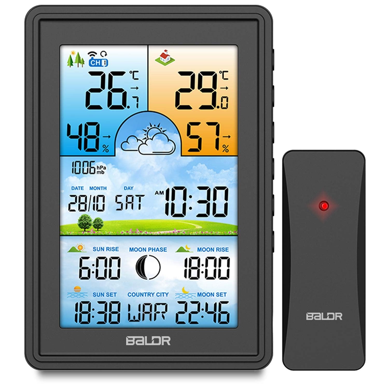 Meteorologinė stotis Berdsen BD-906 su juodu ekranu