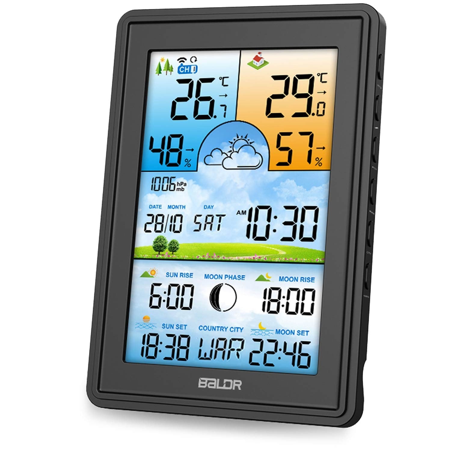 Meteorologinė stotis Berdsen BD-906 su juodu ekranu