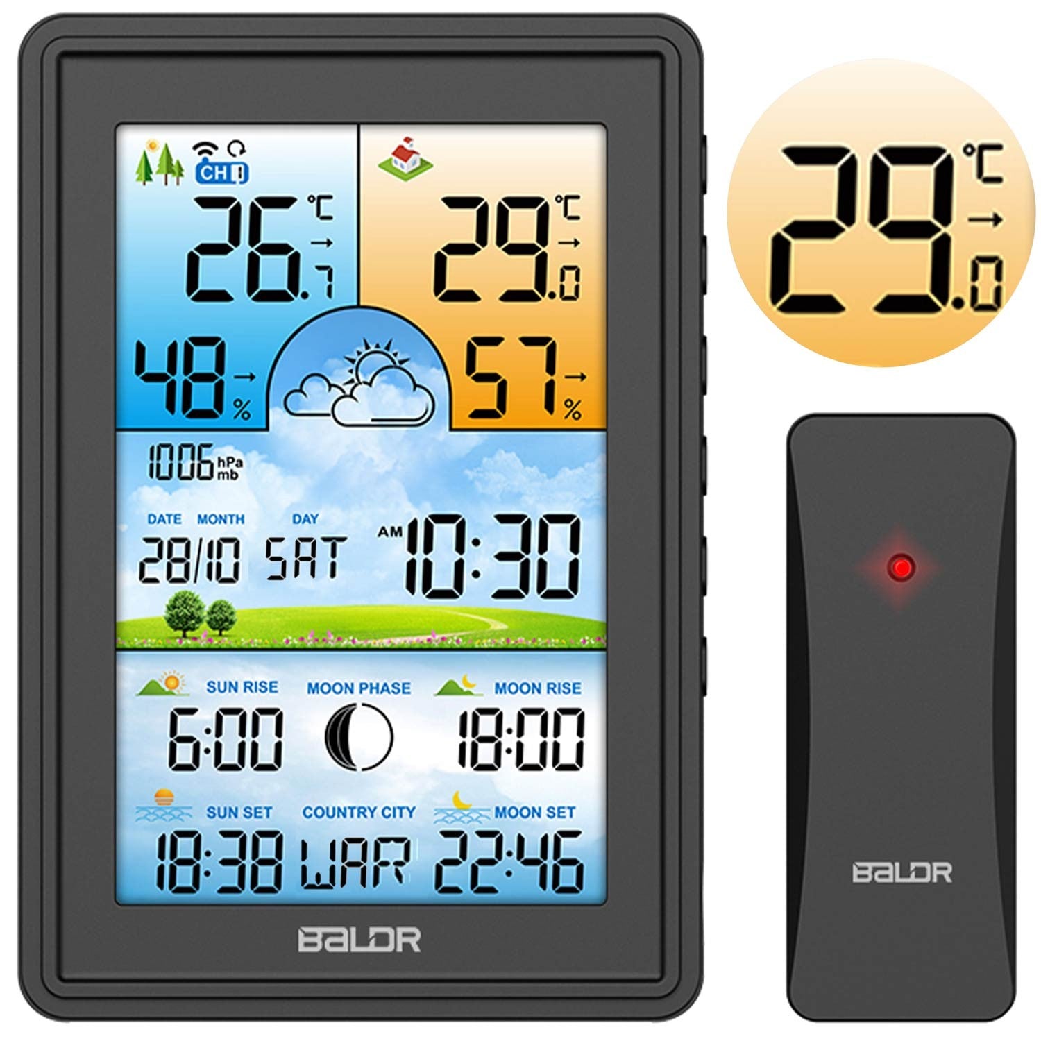 Meteorologinė stotis Berdsen BD-906 su juodu ekranu
