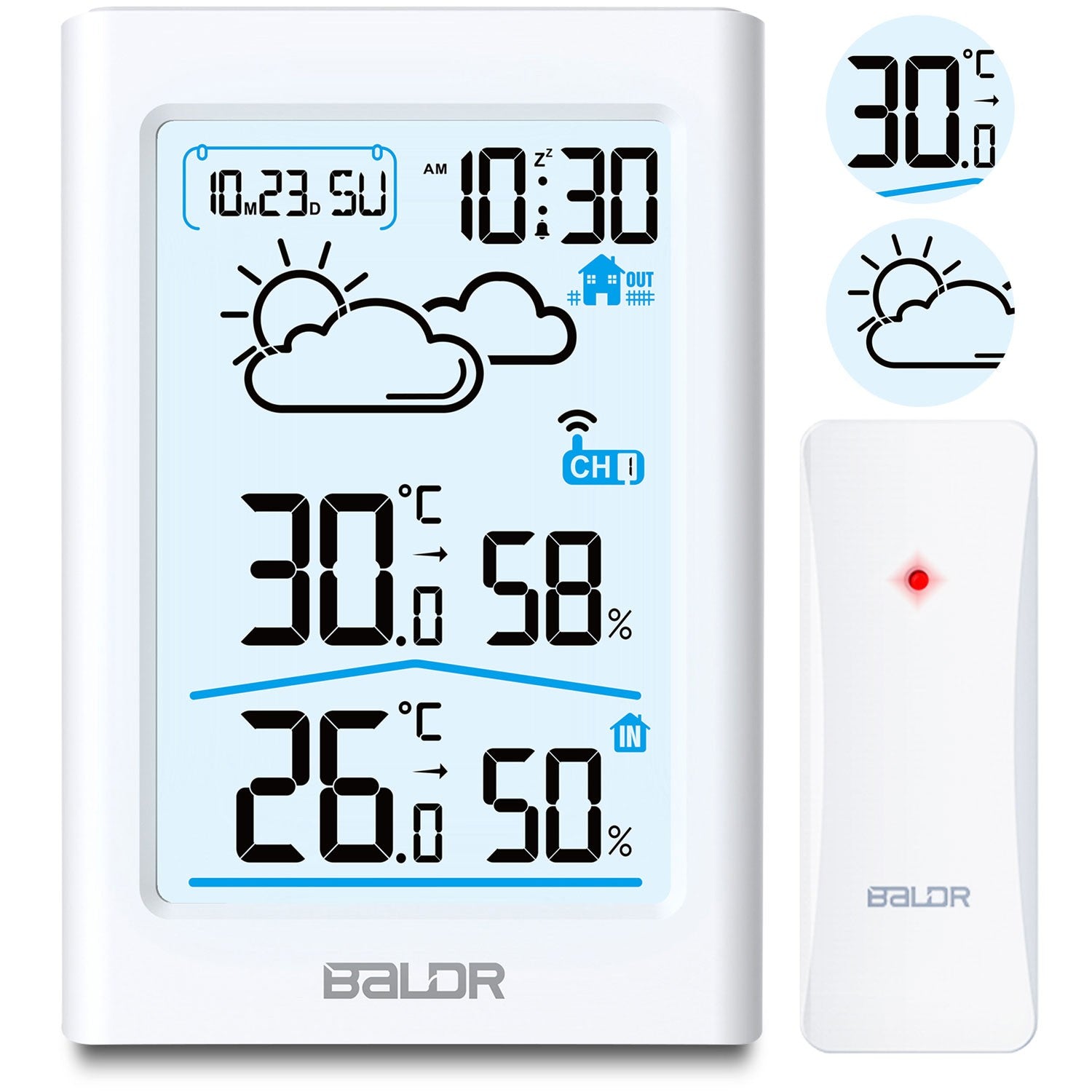 Meteorologinė stotis Berdsen BD-911 su baltu ekranu