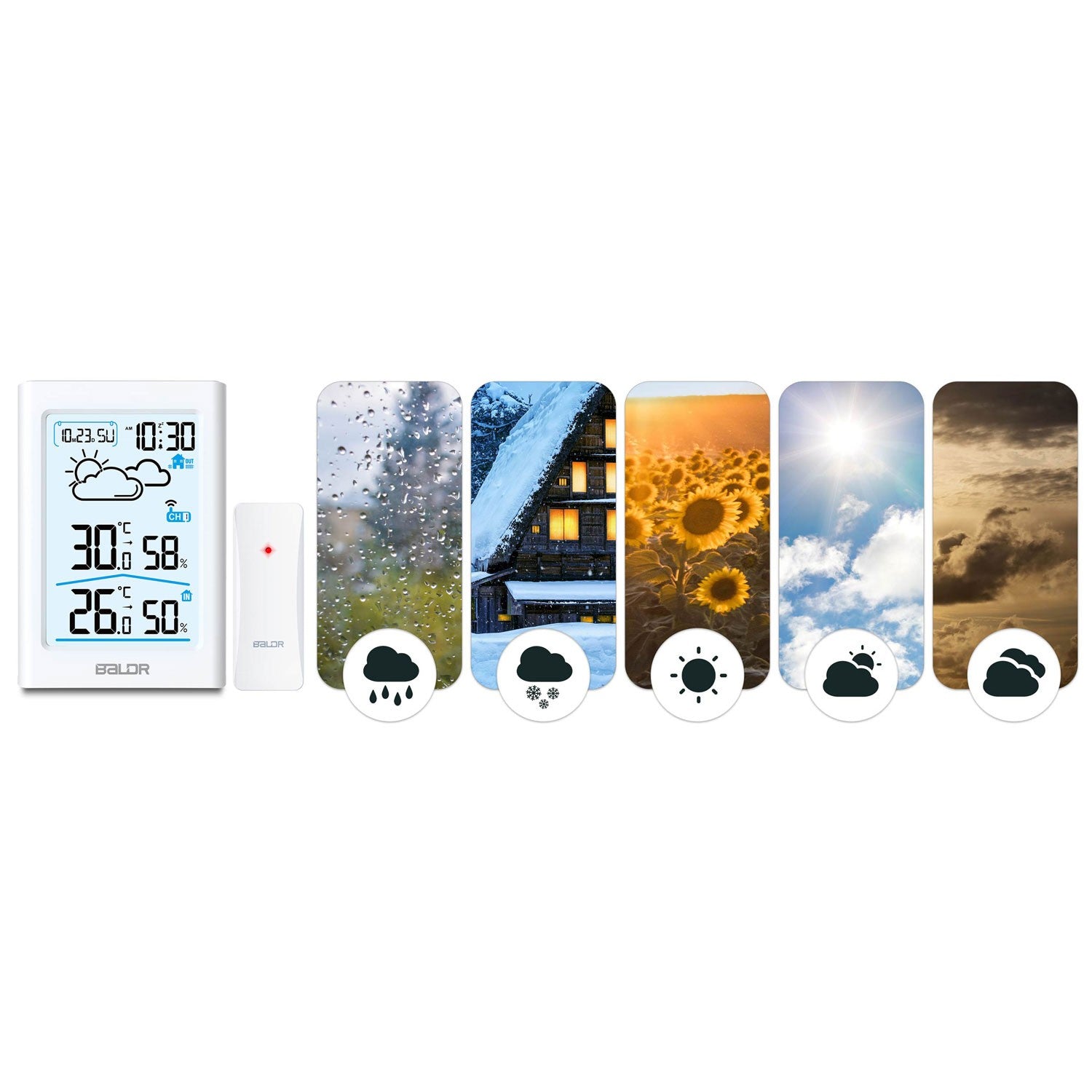 Meteorologinė stotis Berdsen BD-911 su baltu ekranu