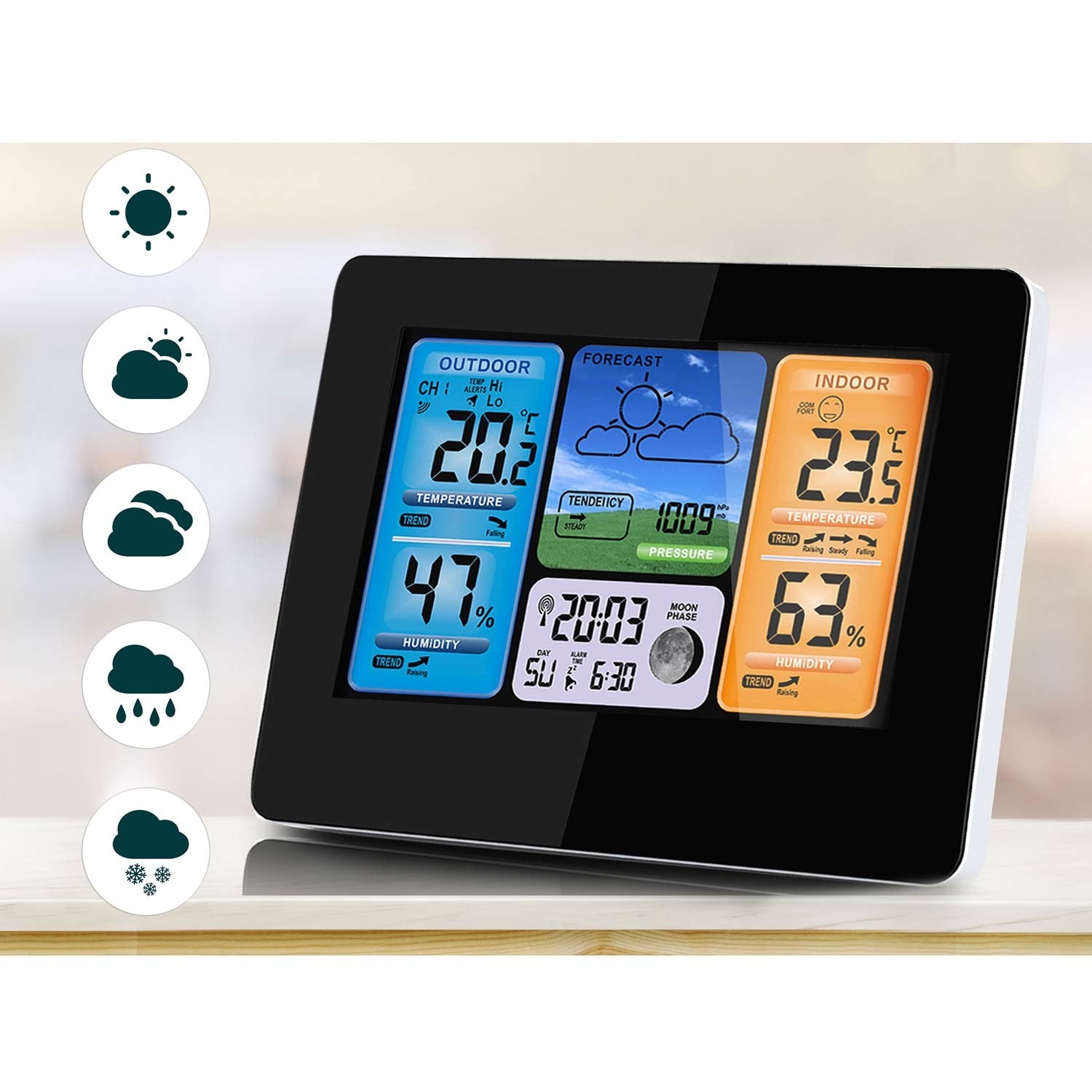 Meteorologinė stotis su juodais BD-902 ekranais
