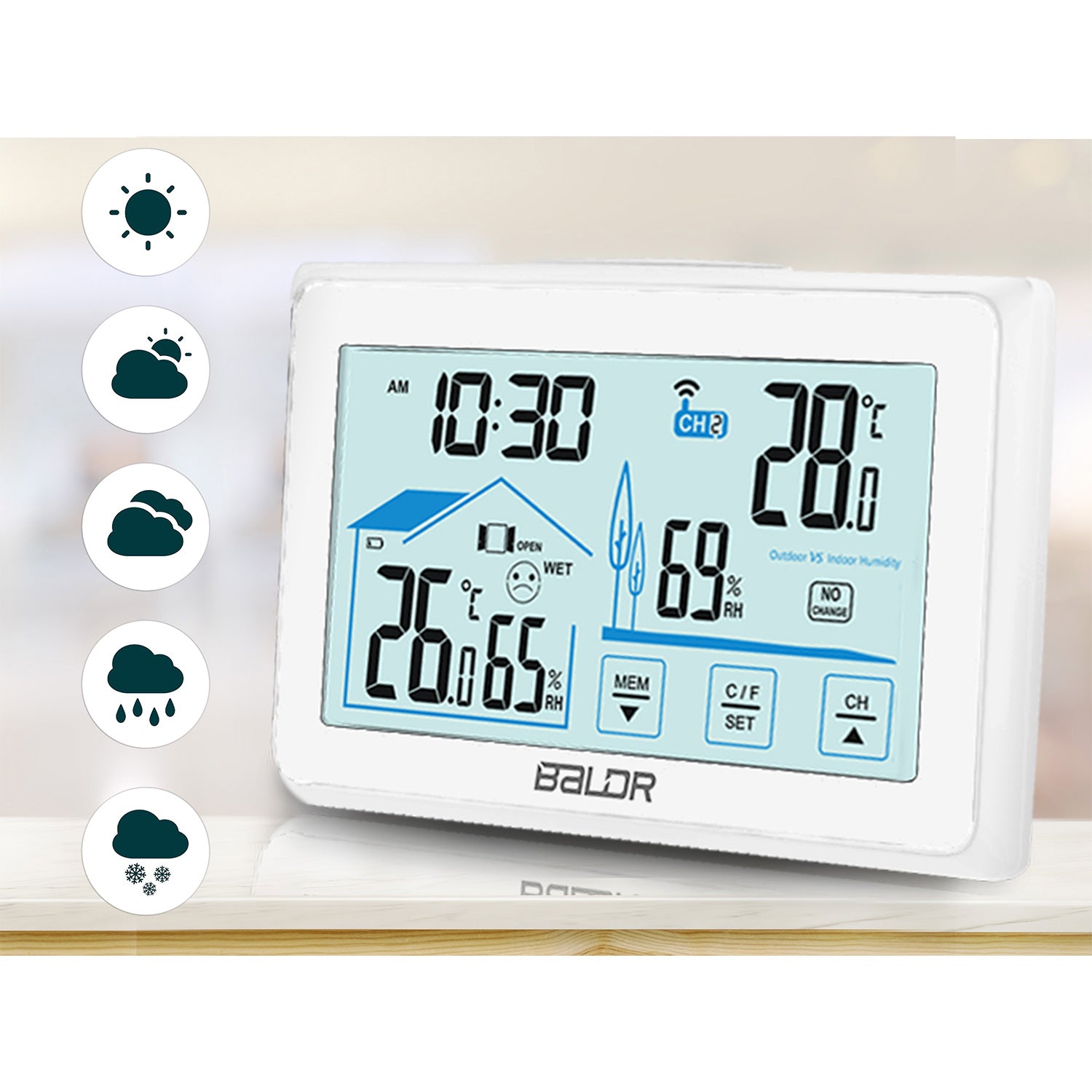 Meteorologinė stotis su balta BD-910 ekrane