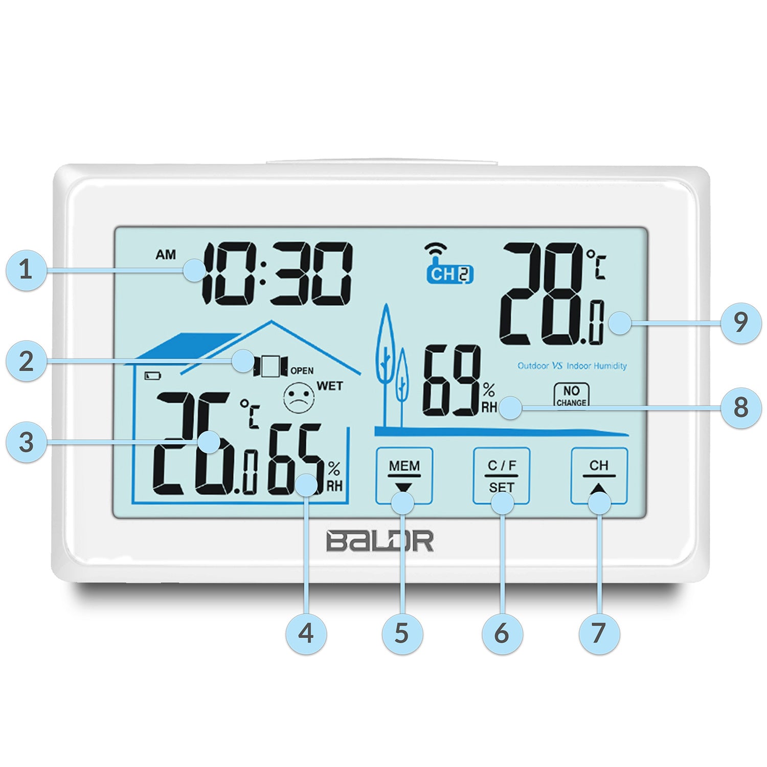 Meteorologinė stotis su balta BD-910 ekrane