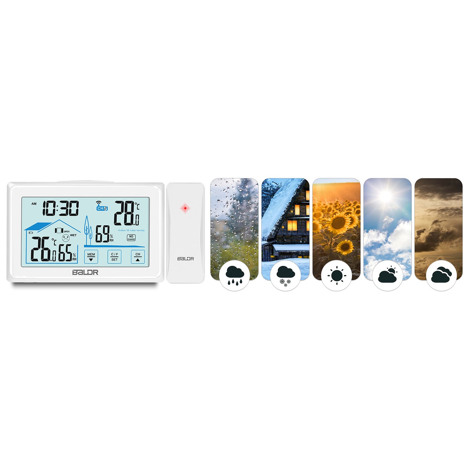 Meteorologinė stotis su balta BD-910 ekrane