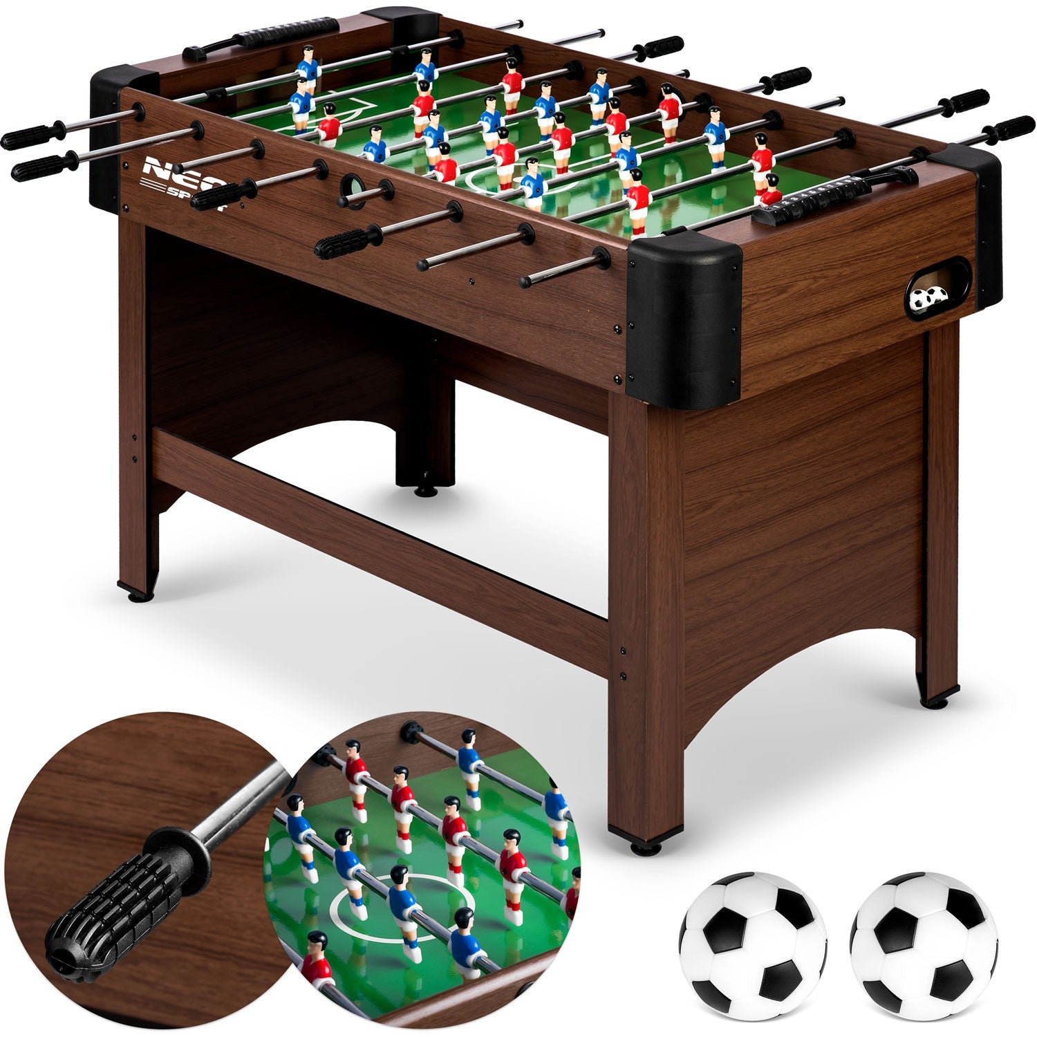 Neosport futbolo stalo 118x61x79 cm NS-804 tamsiai ruda