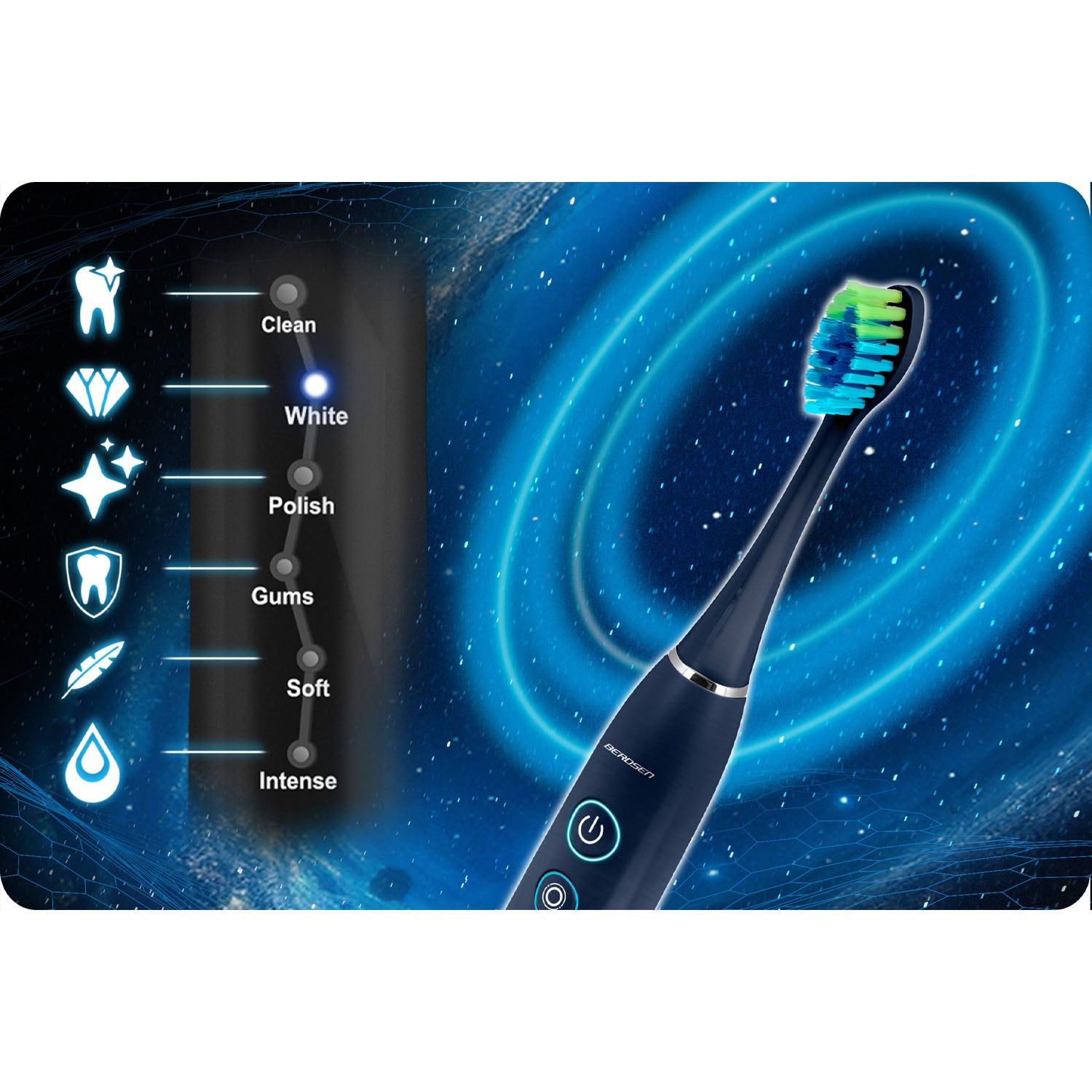 Soninis dantų šepetėlis, komplektas, 2 vienetai Berdsen Galaxy Duo