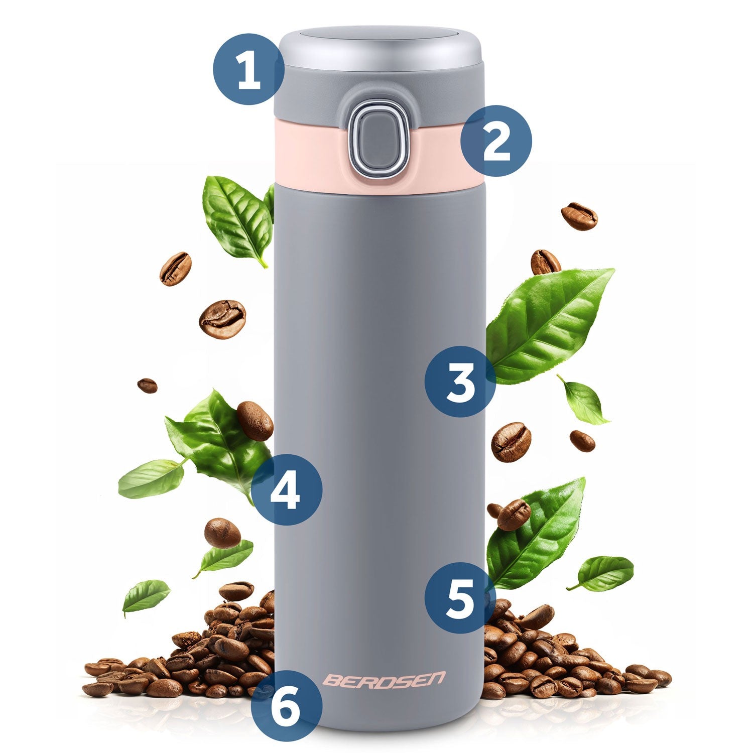 Vacuum thermos 450 ml BD-786 pilkas