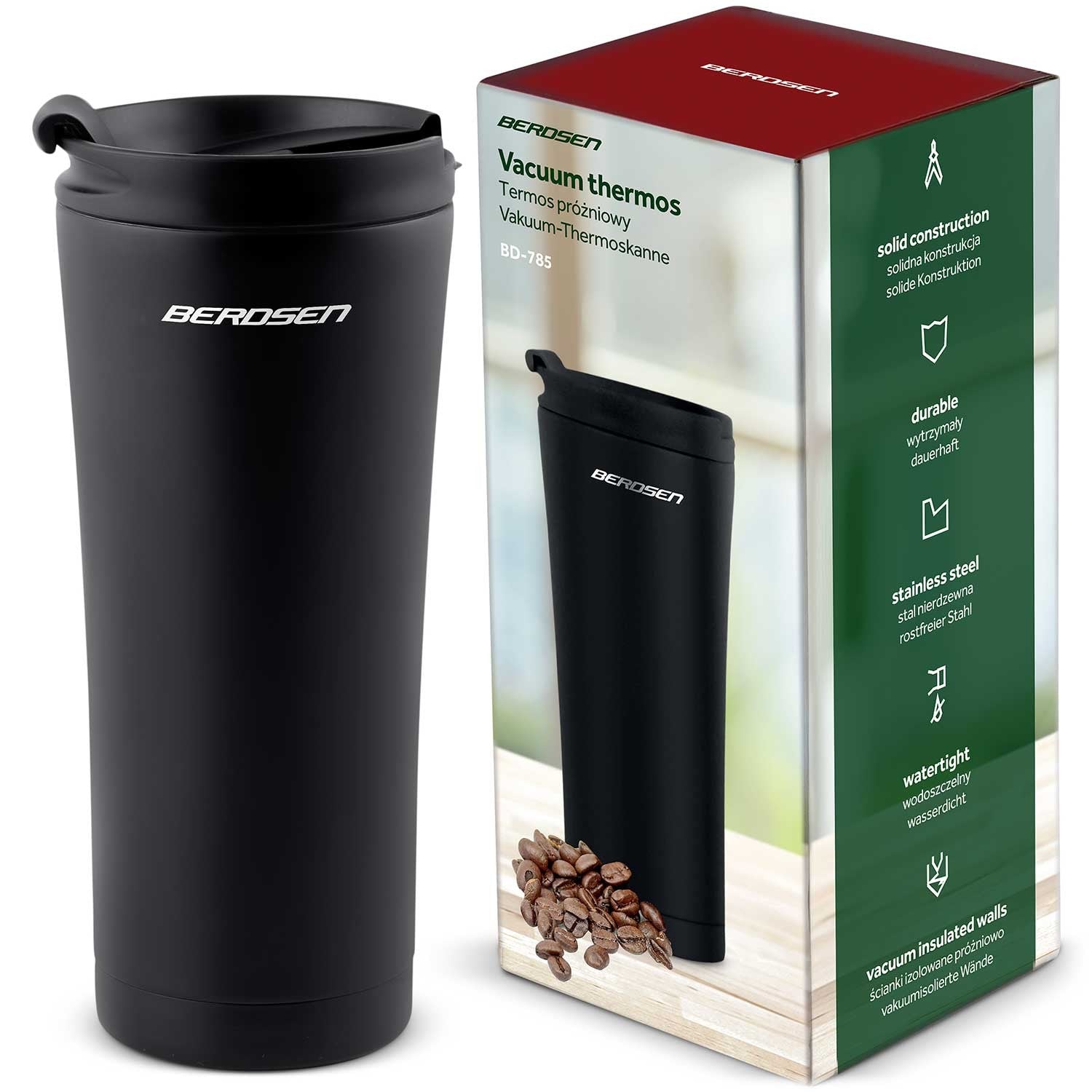 Vacuum thermos 470 ml BD-785 juoda