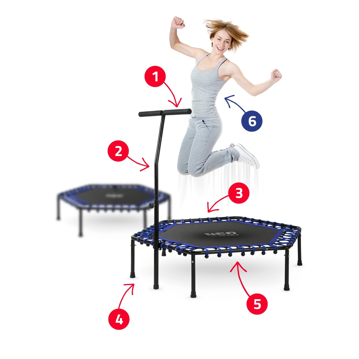 Fitness Batutas Su 127 Cm Neo-Sport Rankine - Šešiakampis Mėlynas