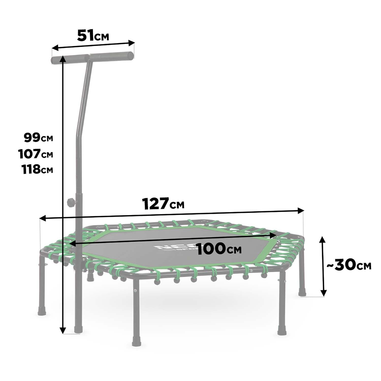 Fitness Batutas Su 127 Cm Neo-Sport Rankena - Šešiakampis Žalias