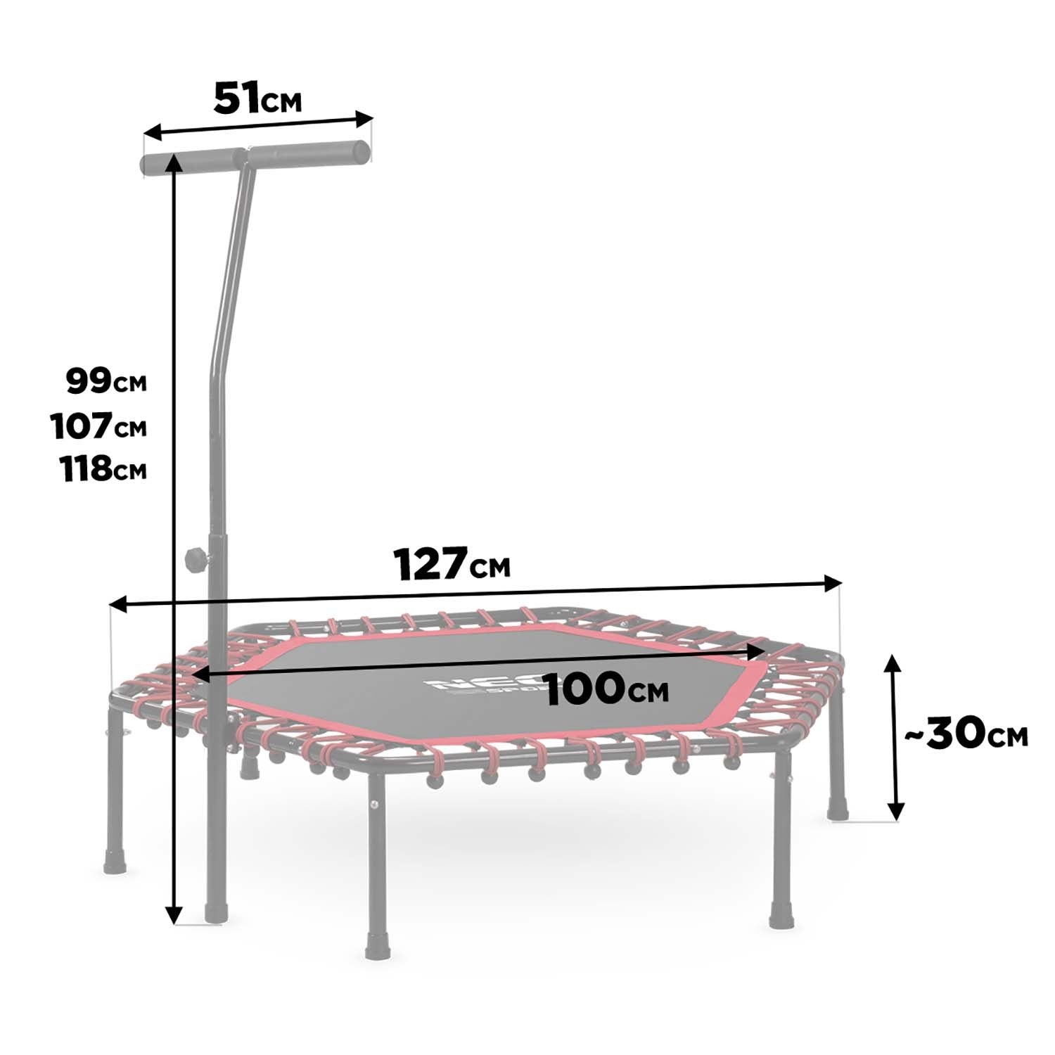 Fitness Batutas Su 127 Cm Neo-Sport Rankine Šešiakampis Raudonas