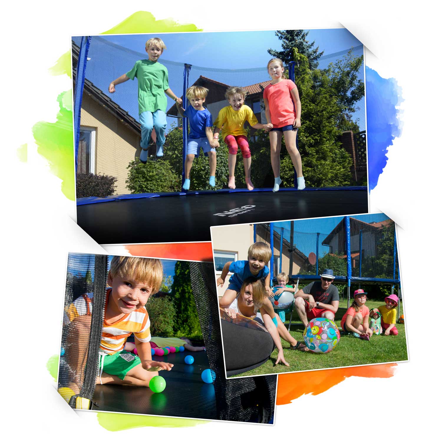 12ft/374cm sodinis batutas su vidine tinkle ir Neo-Sport laiptais