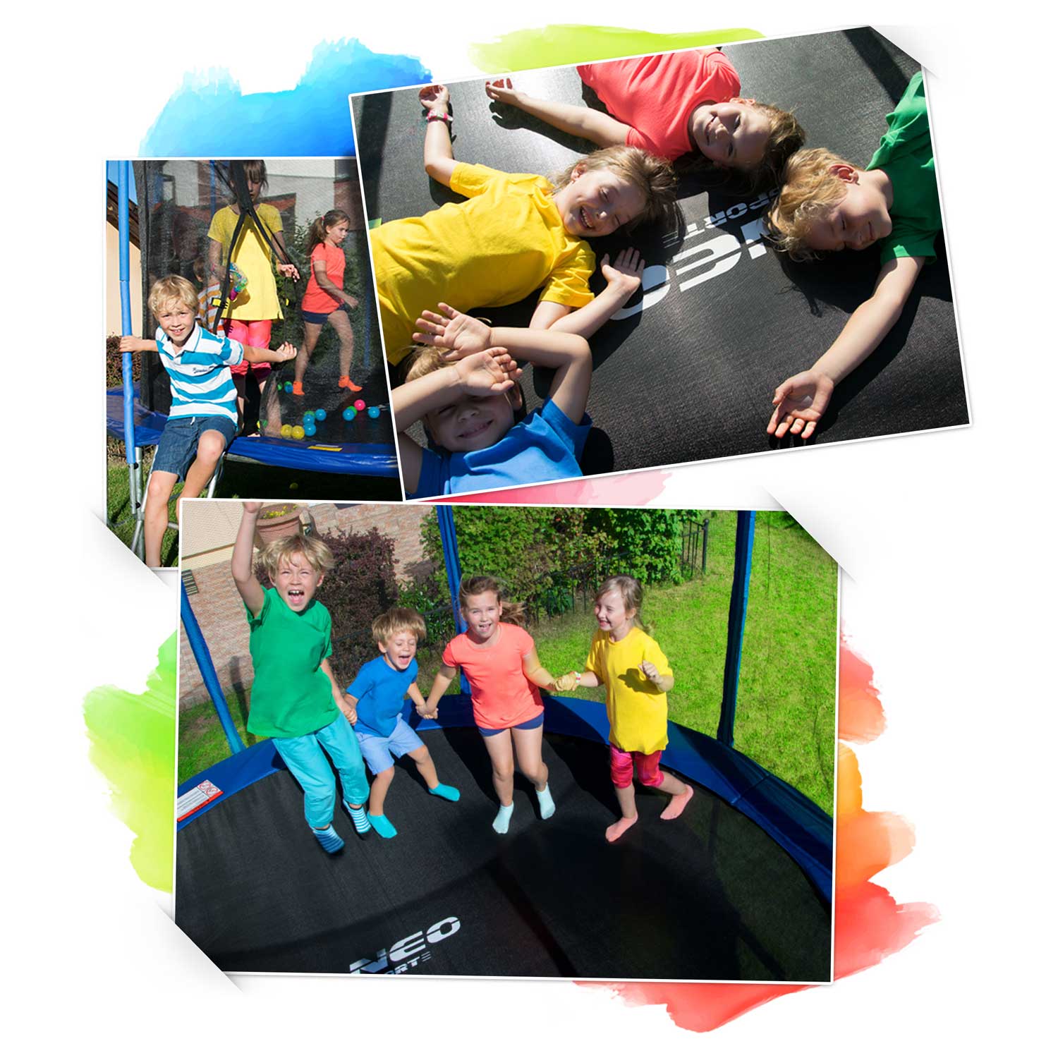 12ft/374cm sodinis batutas su vidine tinkle ir Neo-Sport laiptais