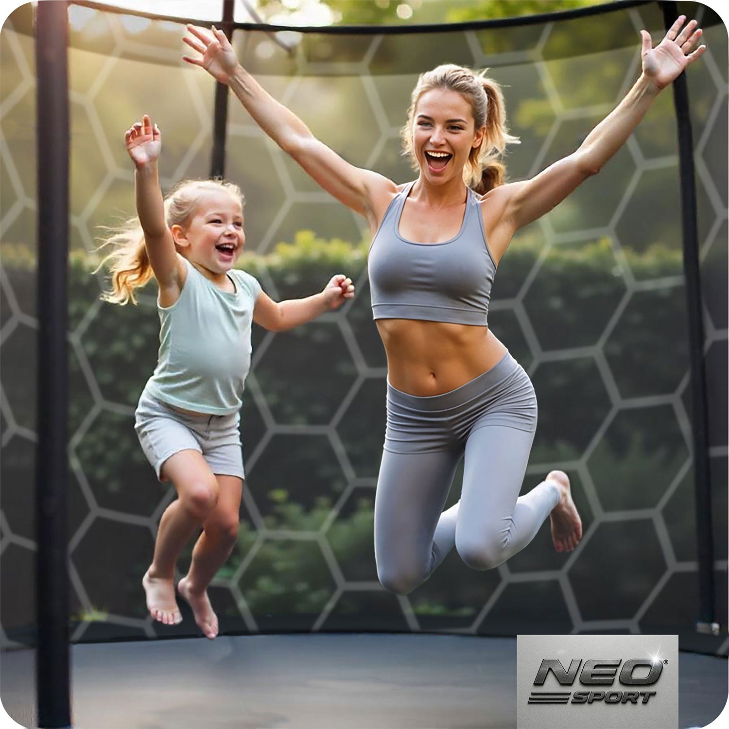 15ft/465cm sodo trampolinas su vidiniu tinkleliu ir Neo-Sport laiptais