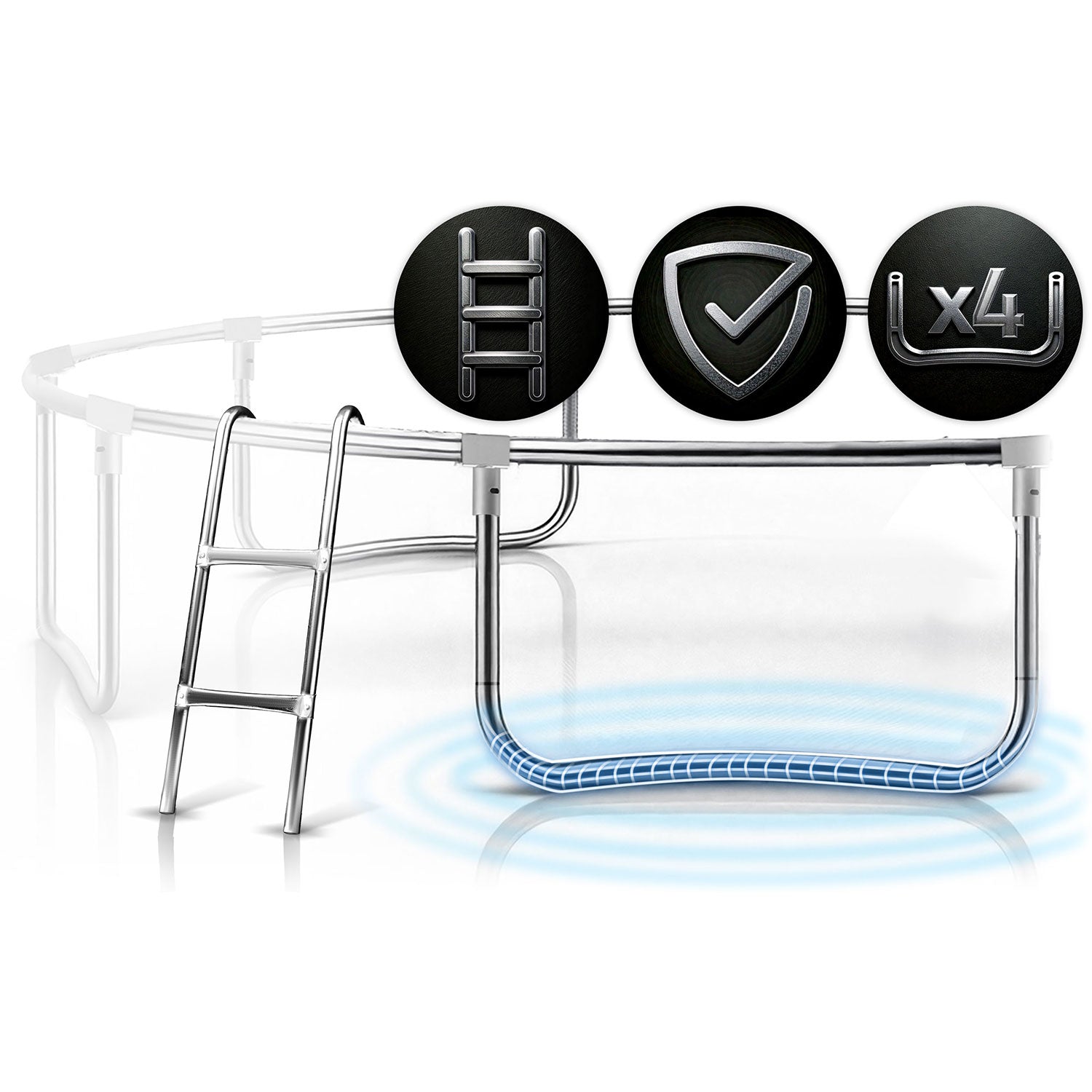 15ft/465cm sodo trampolinas su vidiniu tinkleliu ir Neo-Sport laiptais