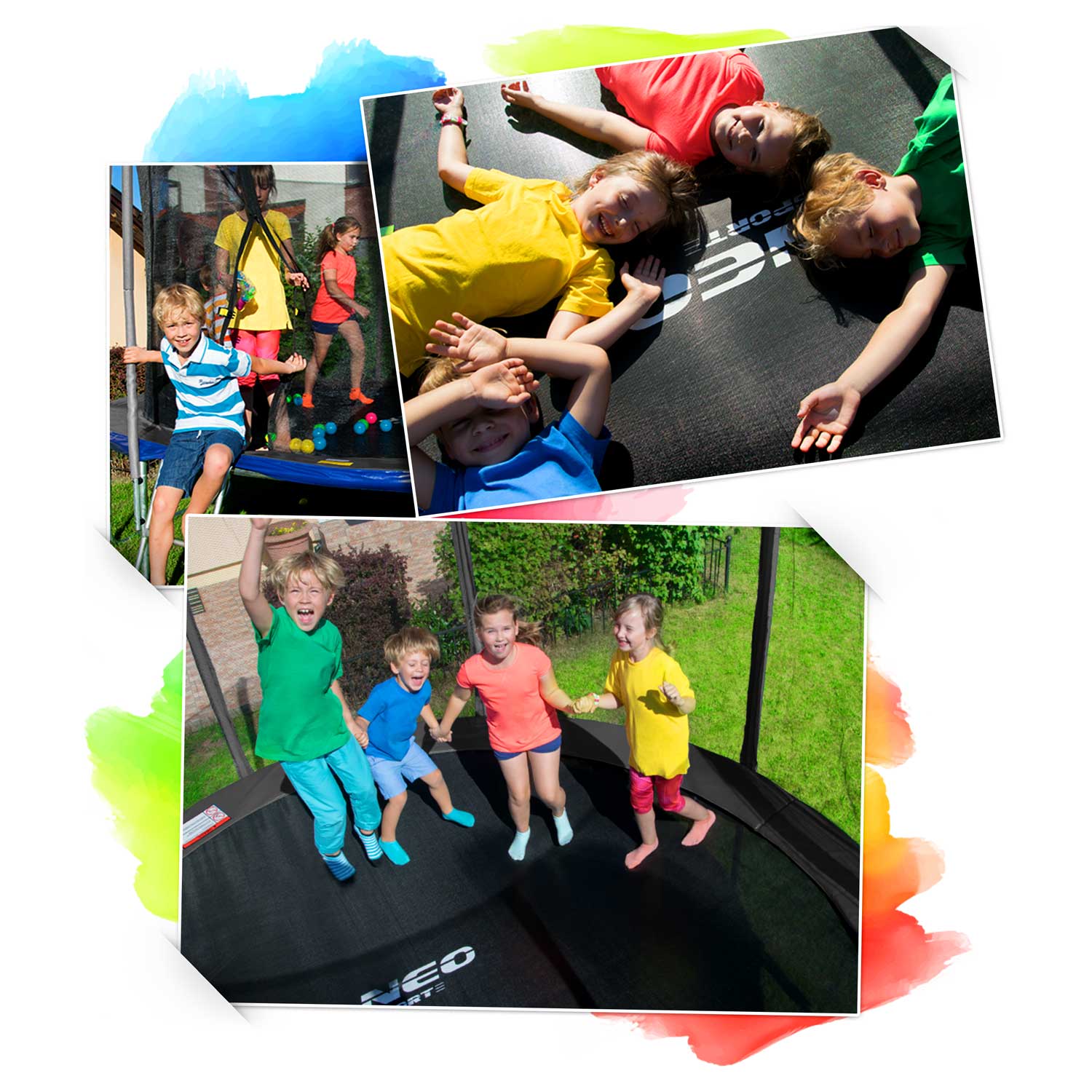 8ft/252cm sodo batutas su vidine tinkle ir Neo-Sport laiptais