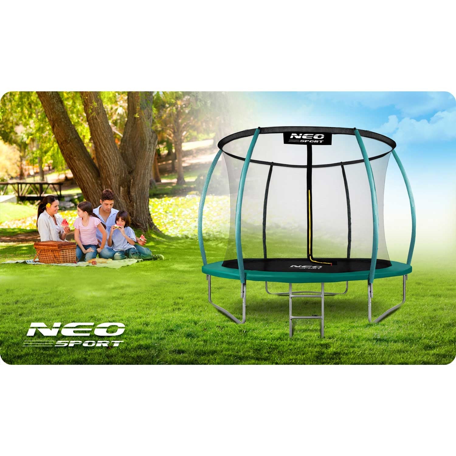 8ft/252cm profiliuotieji sodiniai batutai su Neo-Sport tinkle