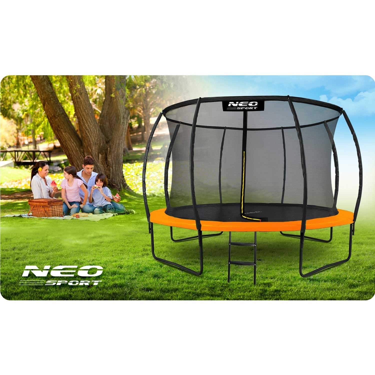 12ft/374cm profiliuotas sodo batutas su Neo-Sport vidine tinkle