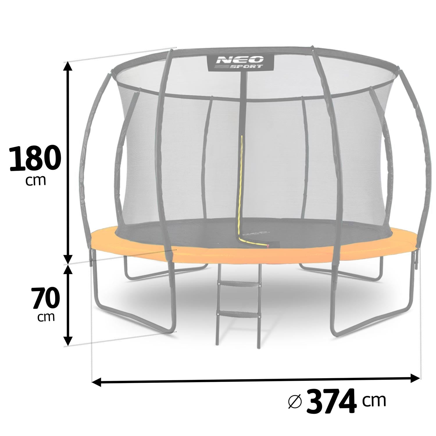 12ft/374cm profiliuotas sodo batutas su Neo-Sport vidine tinkle