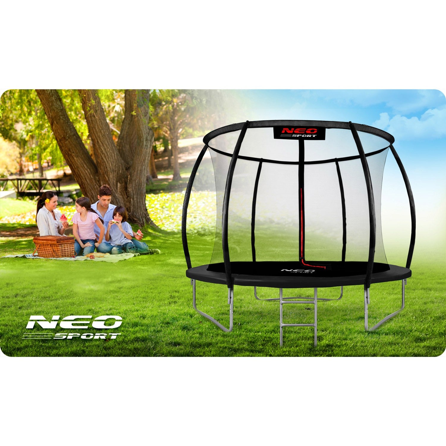 10ft/312cm profiliuotas sodo trampolinas su Neo-Sport vidine tinkle