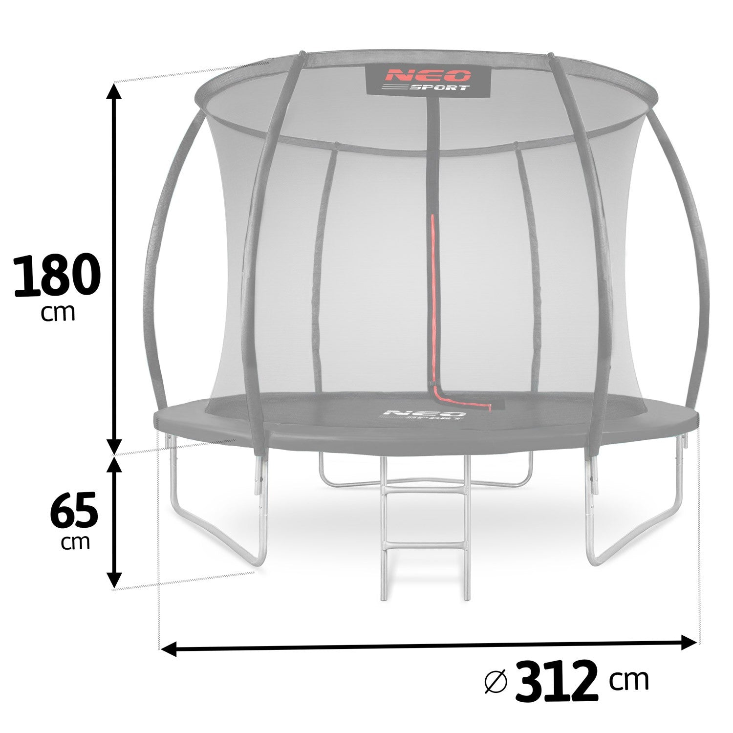 10ft/312cm profiliuotas sodo trampolinas su Neo-Sport vidine tinkle